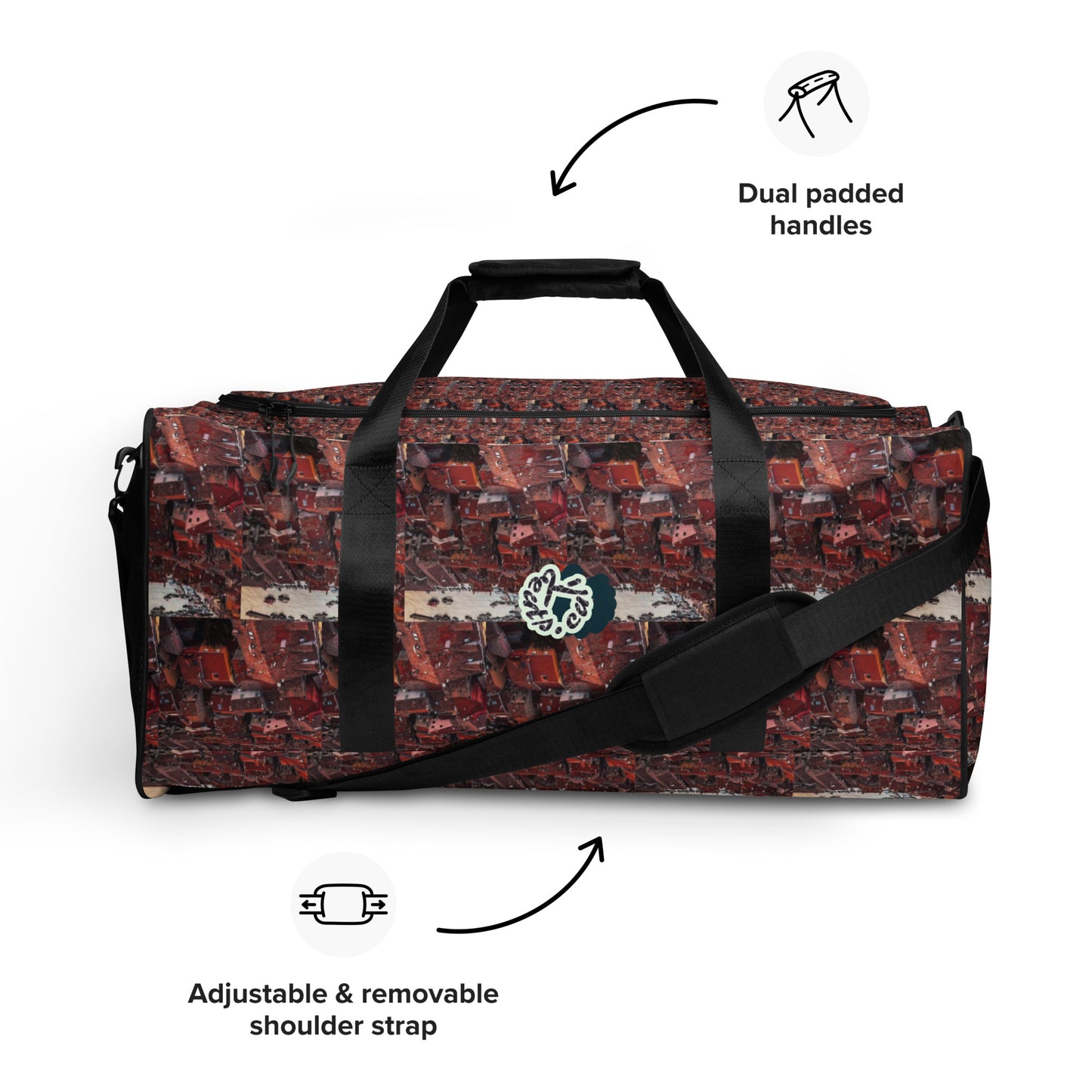 'beats.cali' Duffle Bag as the art-inspired spacious duffle bag has you covered in style and functionality for every occasion. The bag’s shoulder strap is adjustable and removable. Its dual padded handles with Velcro fastening ensures easy carrying. Contents do stay organized and safe with its multiple inside pockets.