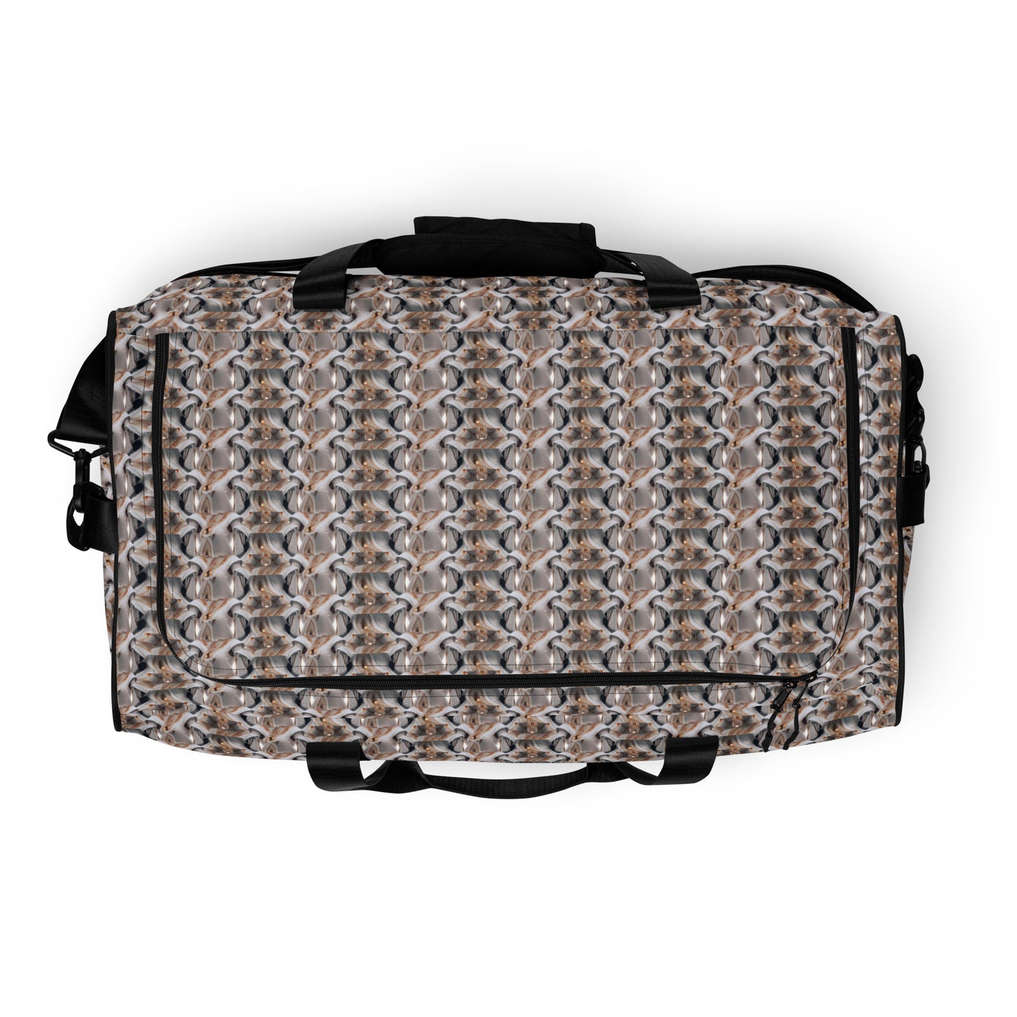 BEATS.CALI duffle bag is built to last. Its robust construction, featuring 100% polyester with black interlining, ensures it can handle the demands of your busiest days. With a generous interior space measuring 22" x 11.5" x 11.5", staying organized has never been easier. Utilize the multiple pockets, including a secure zipper pocket, to keep your essentials within reach. our duffle bag ensures stability with T-piping, providing peace of mind as you navigate daily.
