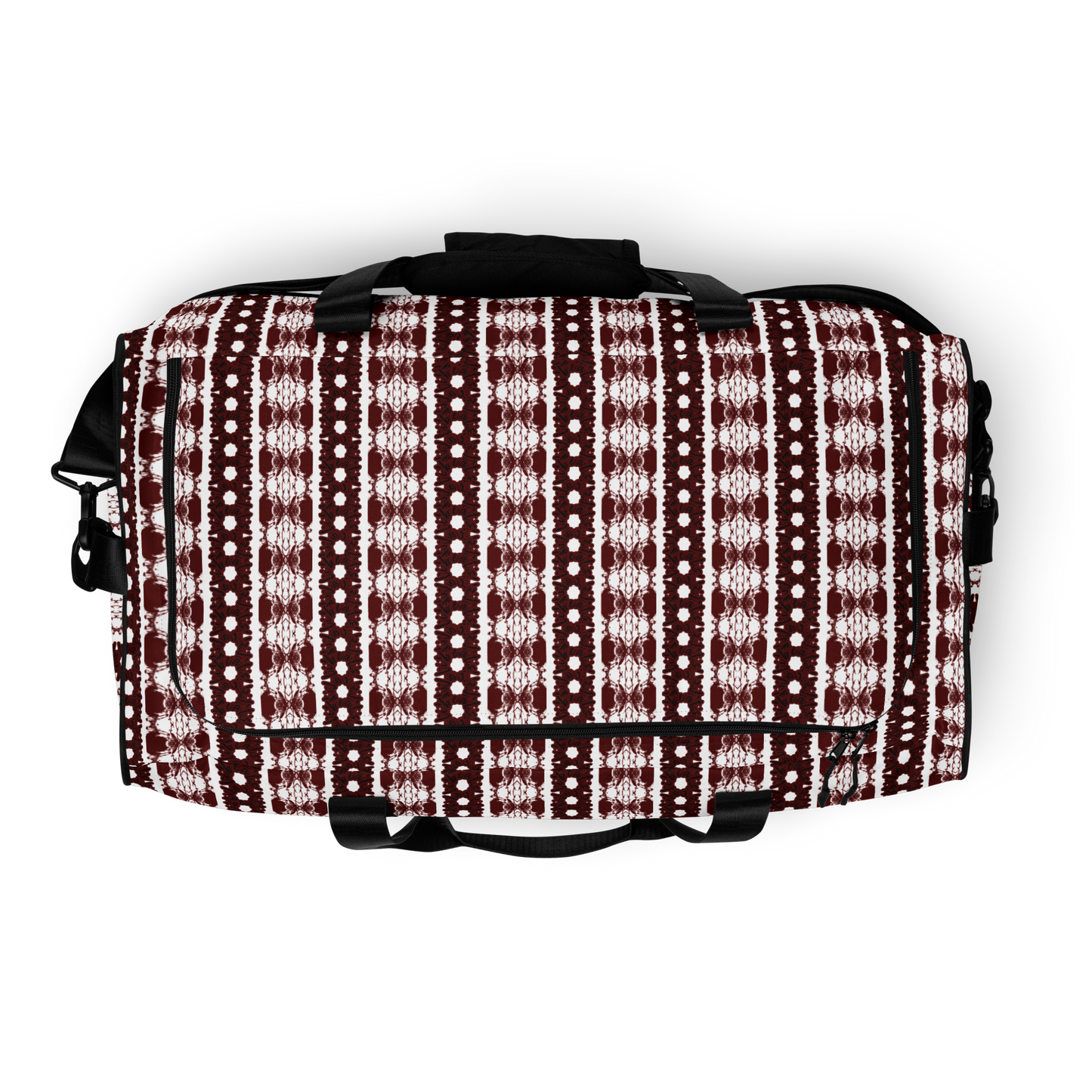 Our duffle bag is built to last. Its robust construction, featuring 100% polyester with black interlining, ensures it can handle the demands of your busiest days. With a generous interior space measuring 22" x 11.5" x 11.5", staying organized has never been easier. Utilize the multiple pockets, including a secure zipper pocket, to keep your essentials within reach. our duffle bag ensures stability with T-piping, providing peace of mind as you navigate daily.