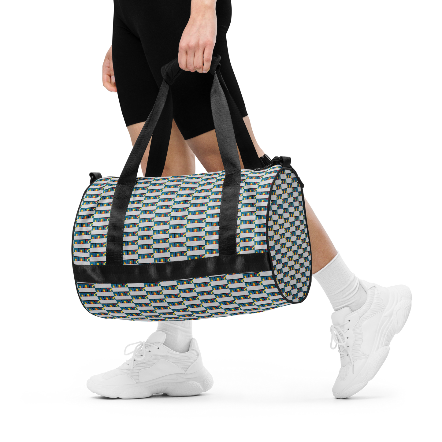 Crafted from durable 100% polyester and featuring sturdy, water-resistant fabric, this gym bag from beats.cali. combines fun with functionality. Perfect for stashing your workout essentials, it comes equipped with plenty of pockets to keep you organized. The fabric weight of 9.91 oz/yd² (336 g/m²) ensures durability.