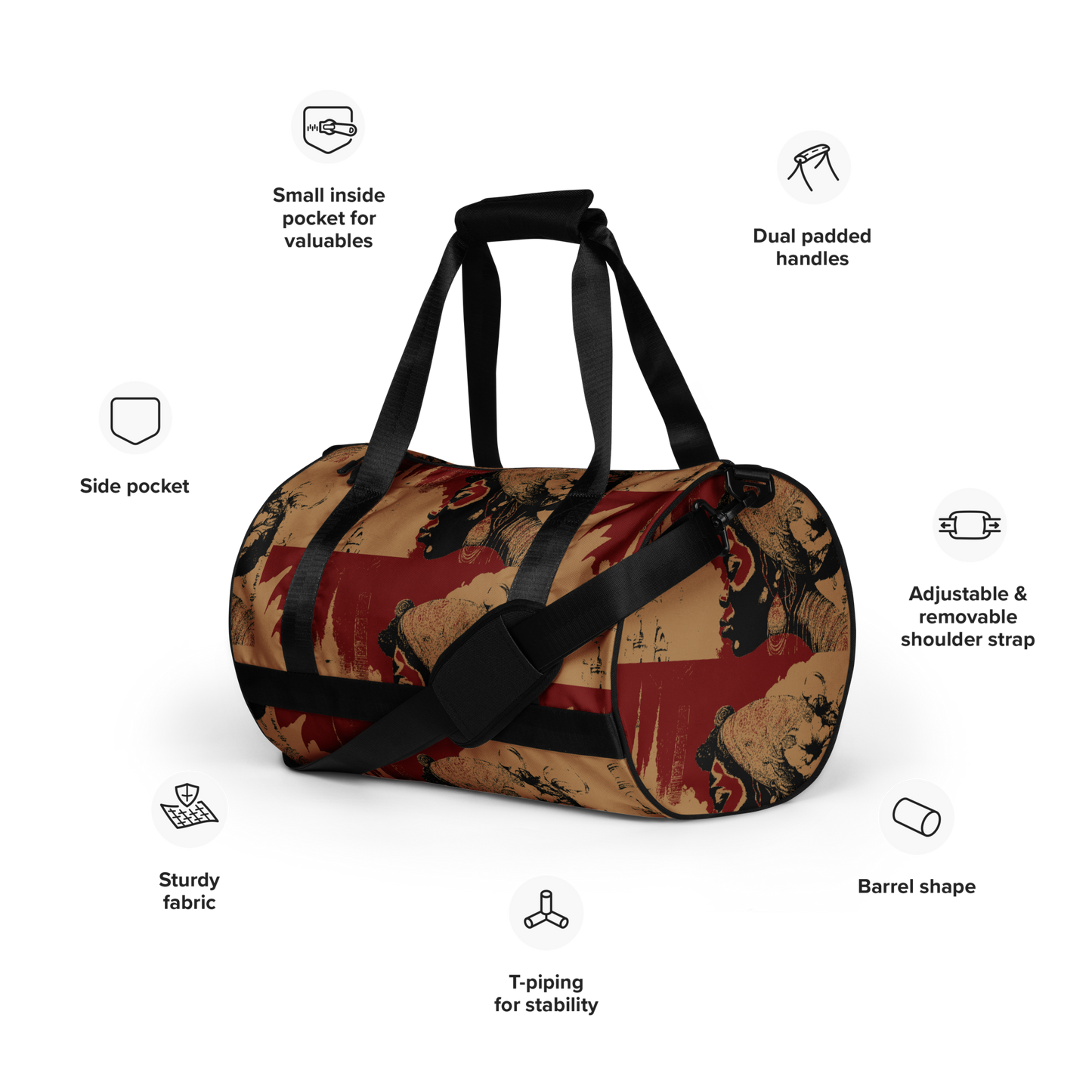 Experience the perfect blend of durability, style, and artistic flair with beats.cali Gym Bag. Crafted from premium, water-resistant materials, this bag is built to withstand the rigors of your daily workout routine. Its sleek design and vibrant art-themed patterns make a bold statement wherever you go. Featuring multiple compartments and pockets, it offers ample storage space for all your gym essentials, keeping you organized and ready to conquer your fitness goals.