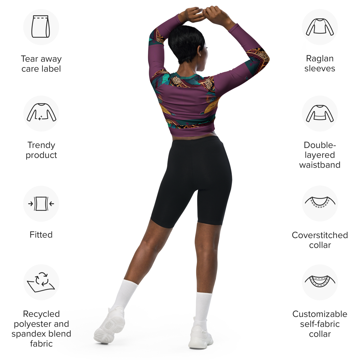 Recycled long-sleeve crop top