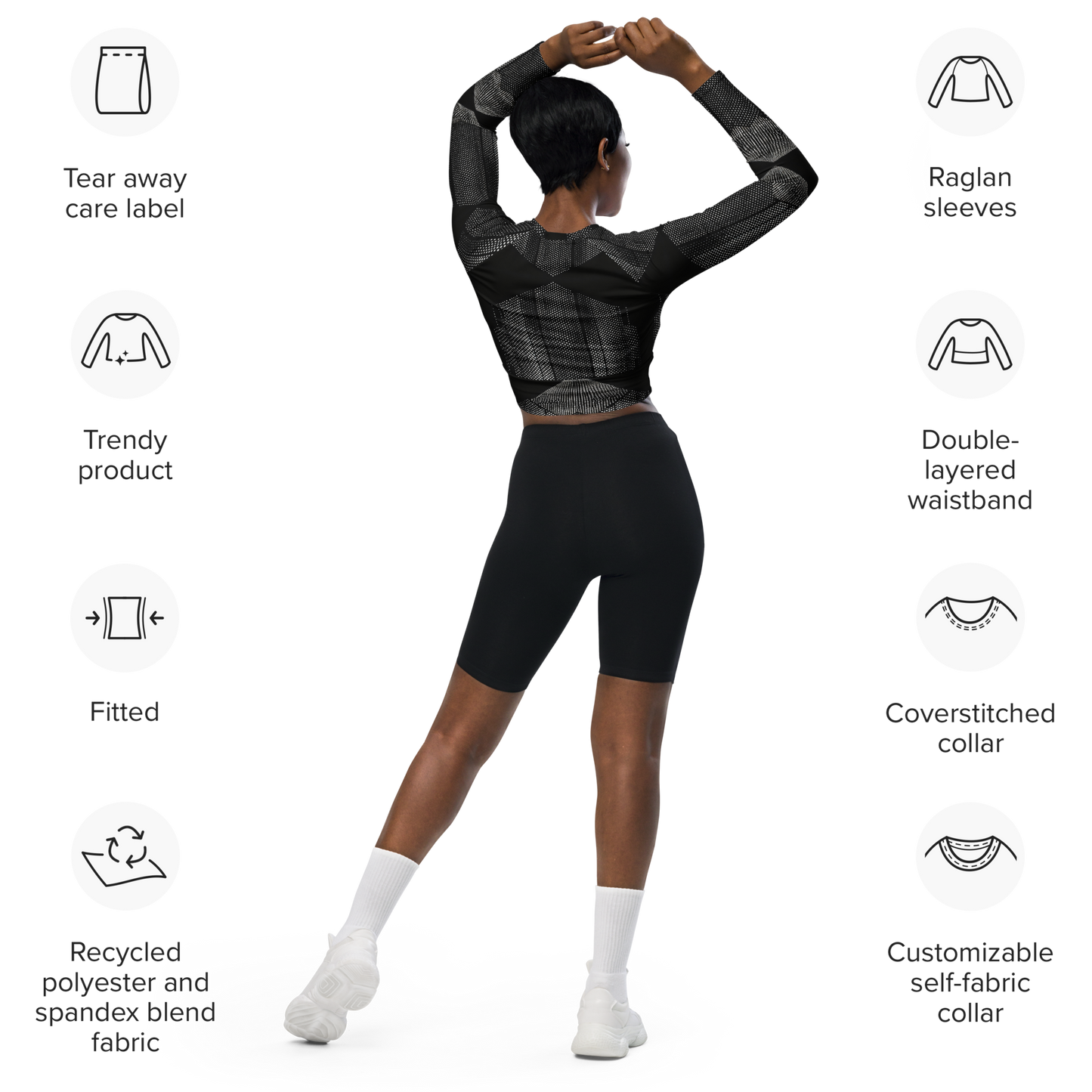 Recycled long-sleeve crop top