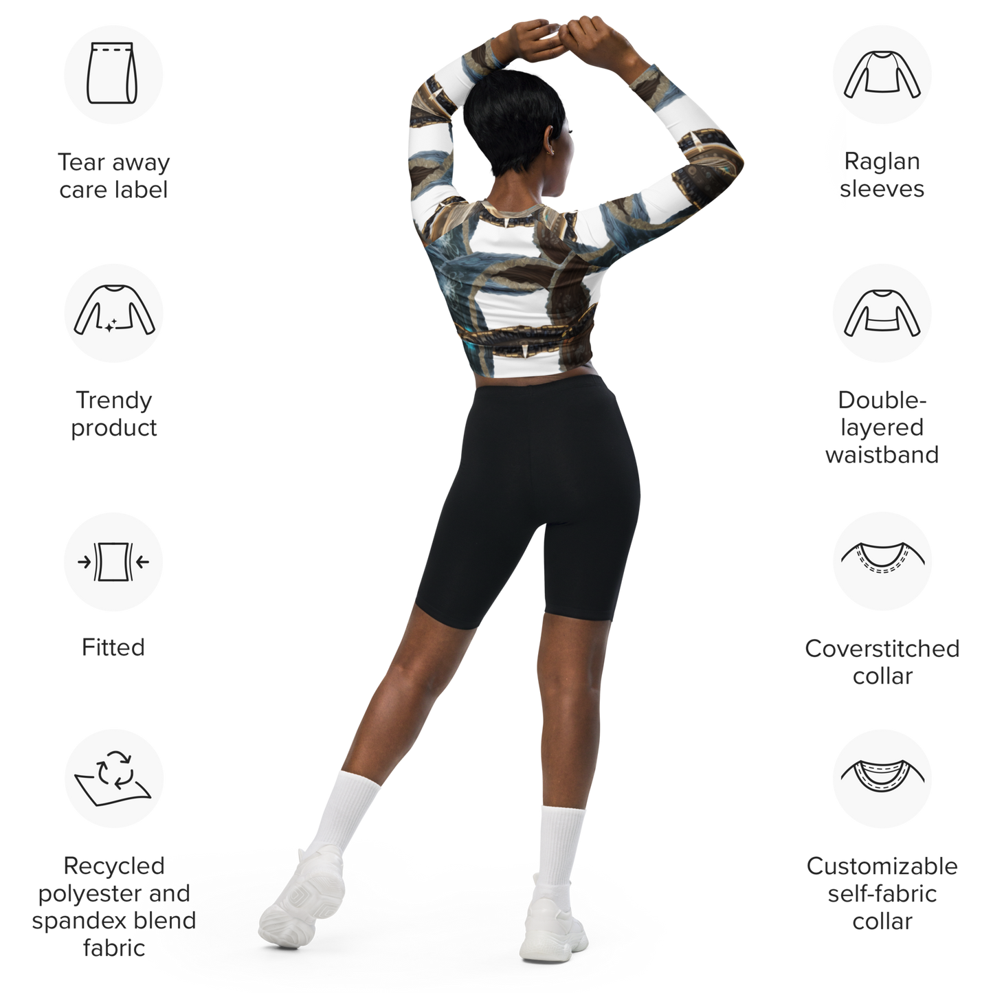 Recycled long-sleeve crop top