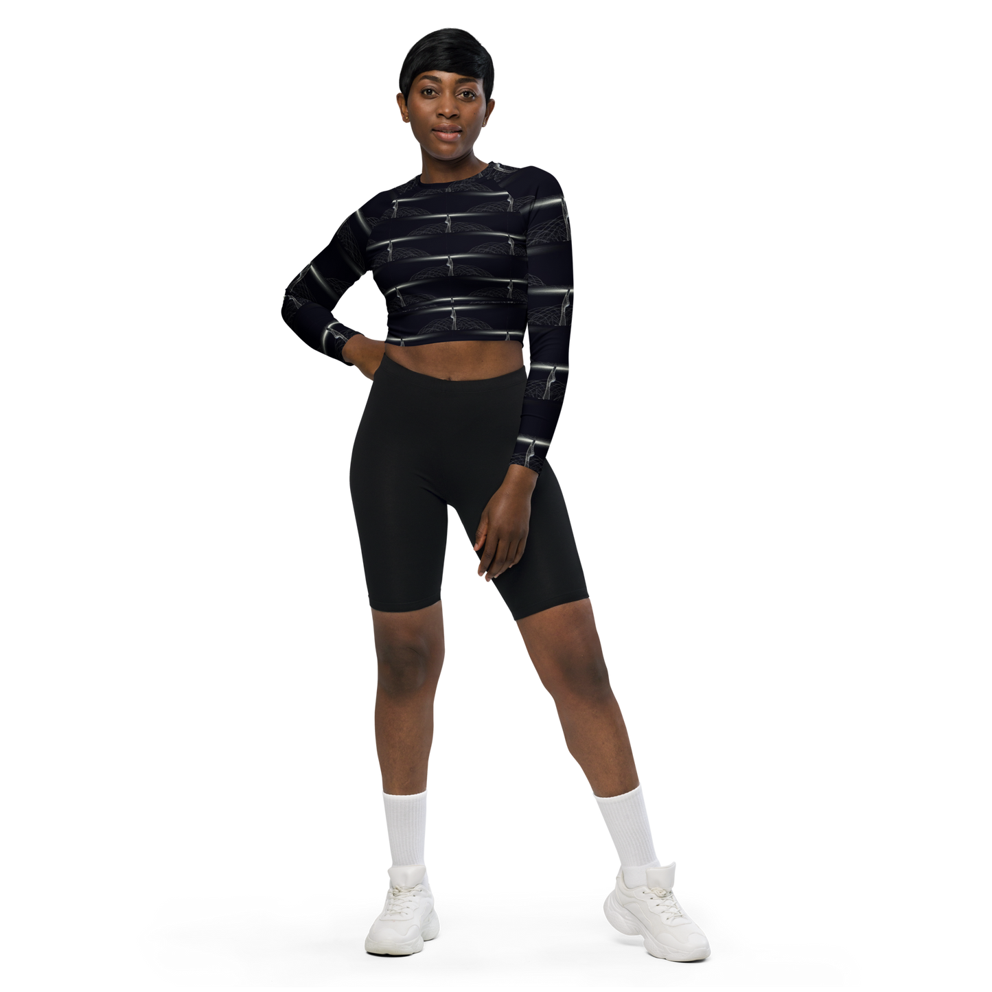 Recycled long-sleeve crop top