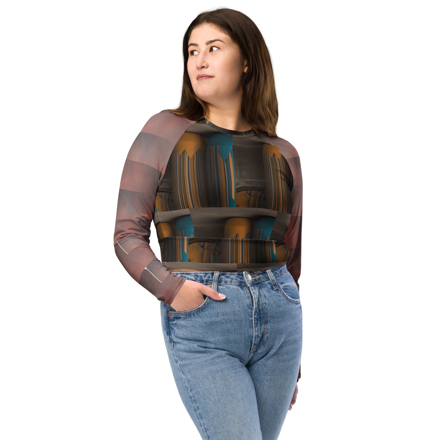 Recycled long-sleeve crop top