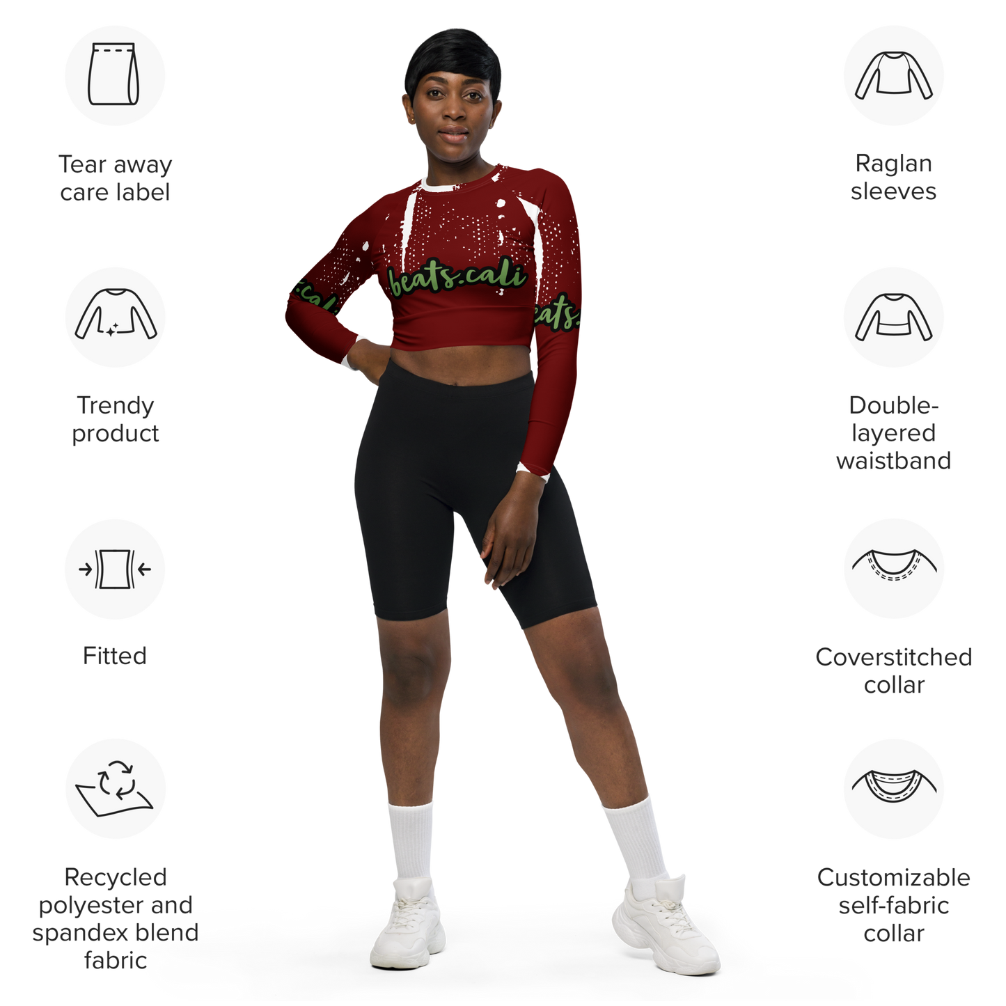Recycled long-sleeve crop top