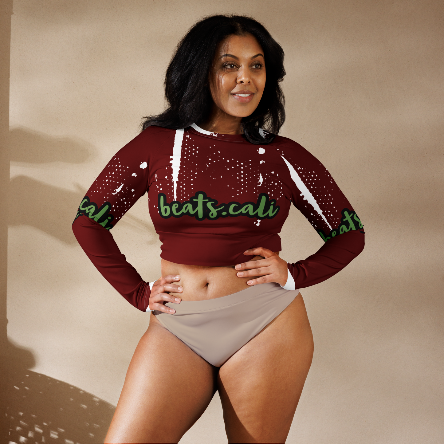 Recycled long-sleeve crop top
