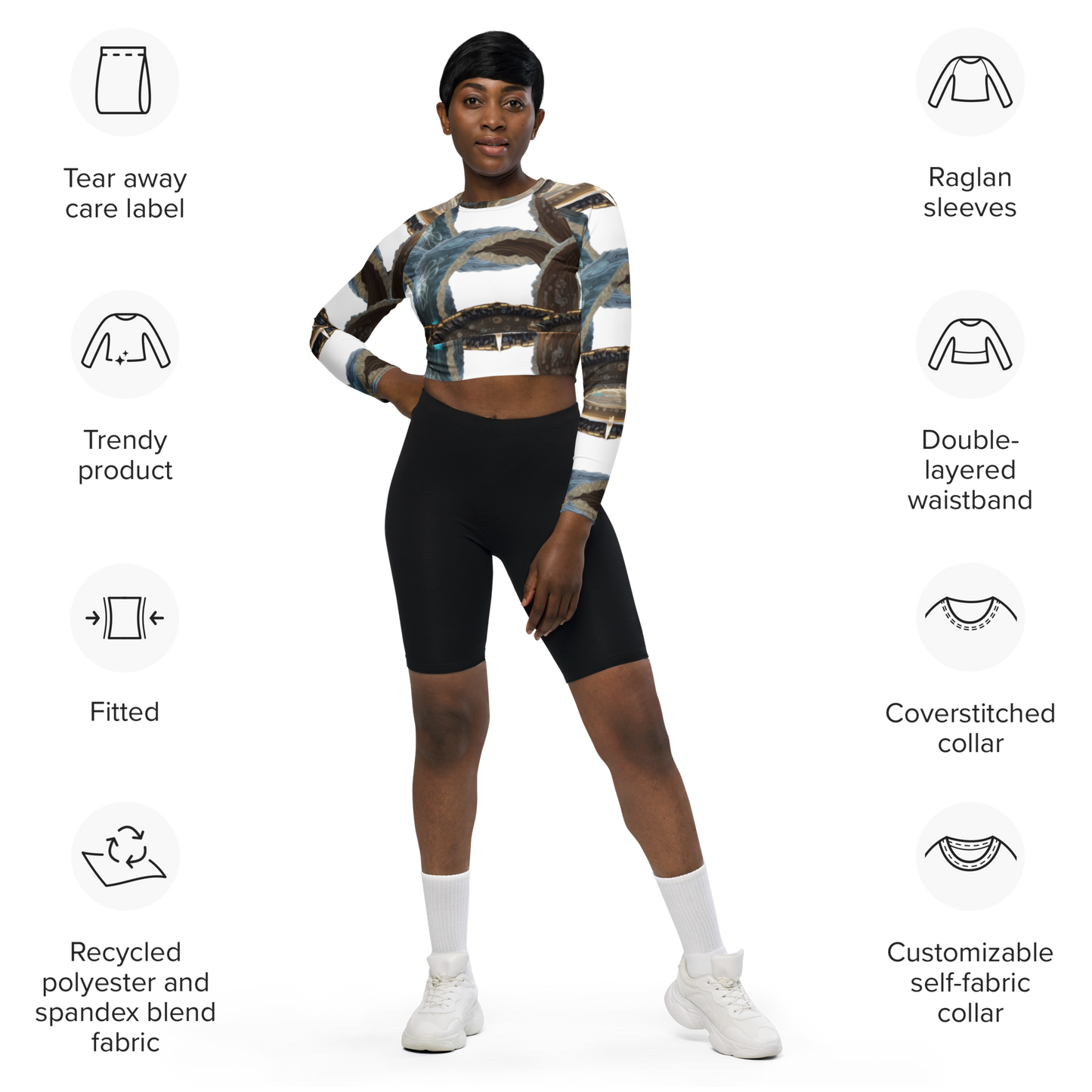 Recycled long-sleeve crop top