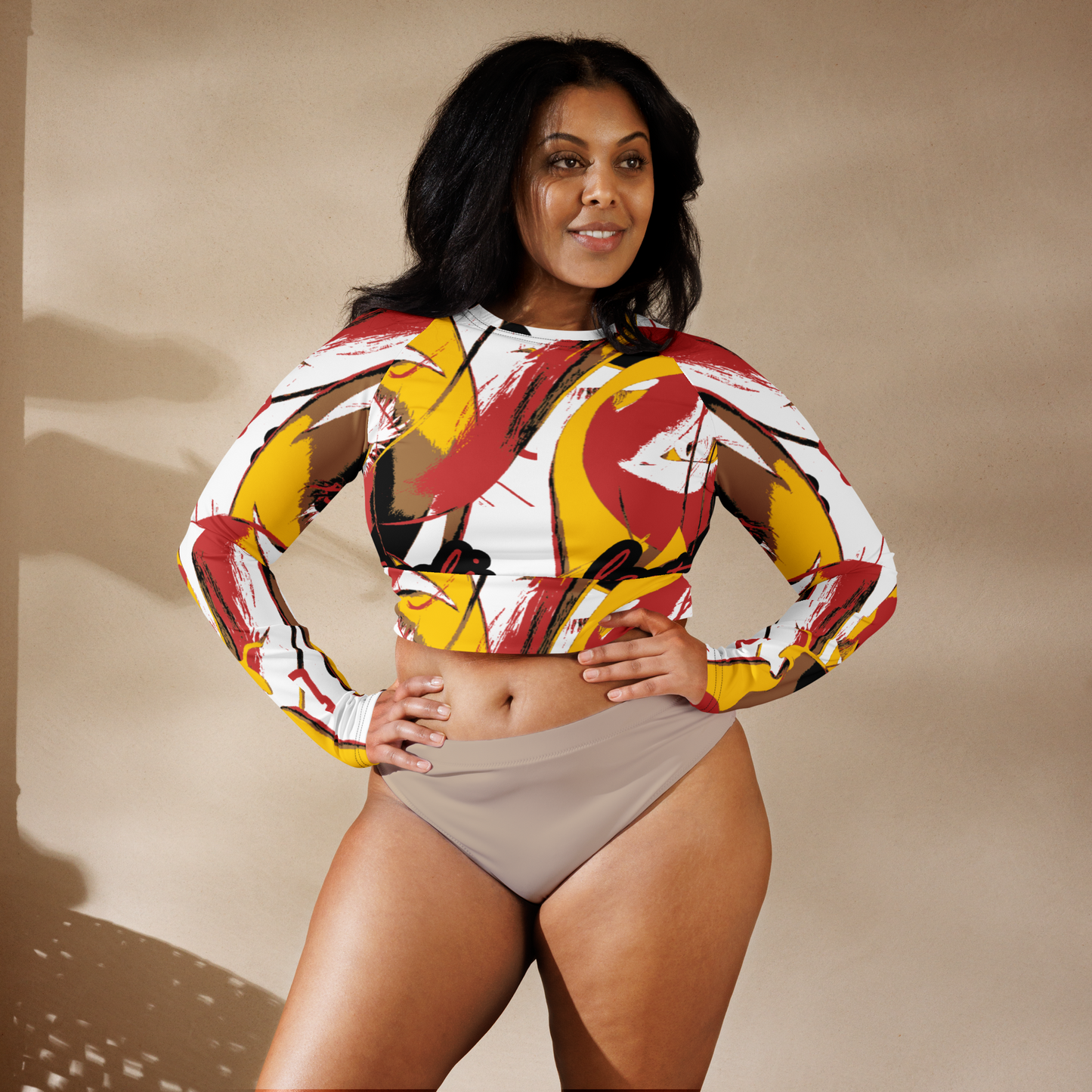 Recycled long-sleeve crop top
