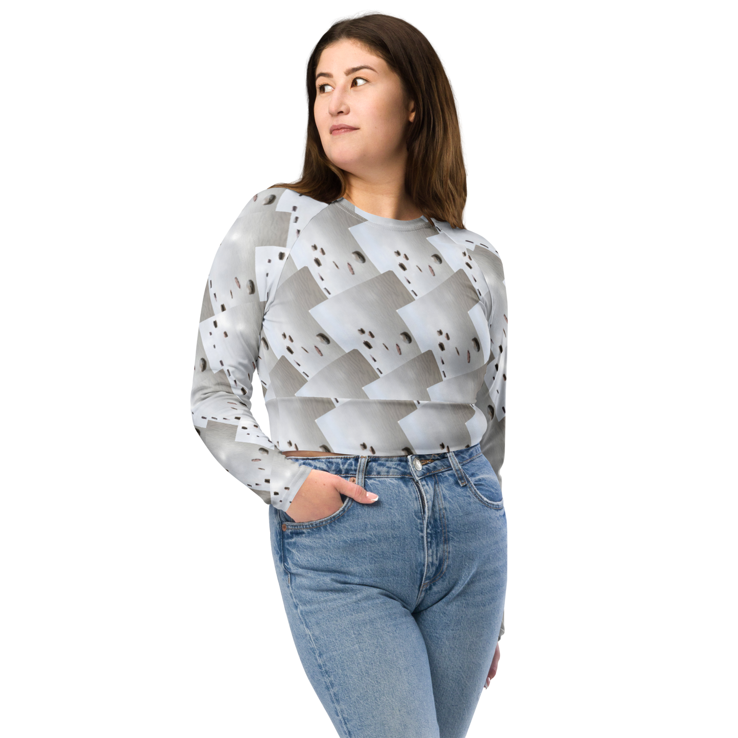 Recycled long-sleeve crop top