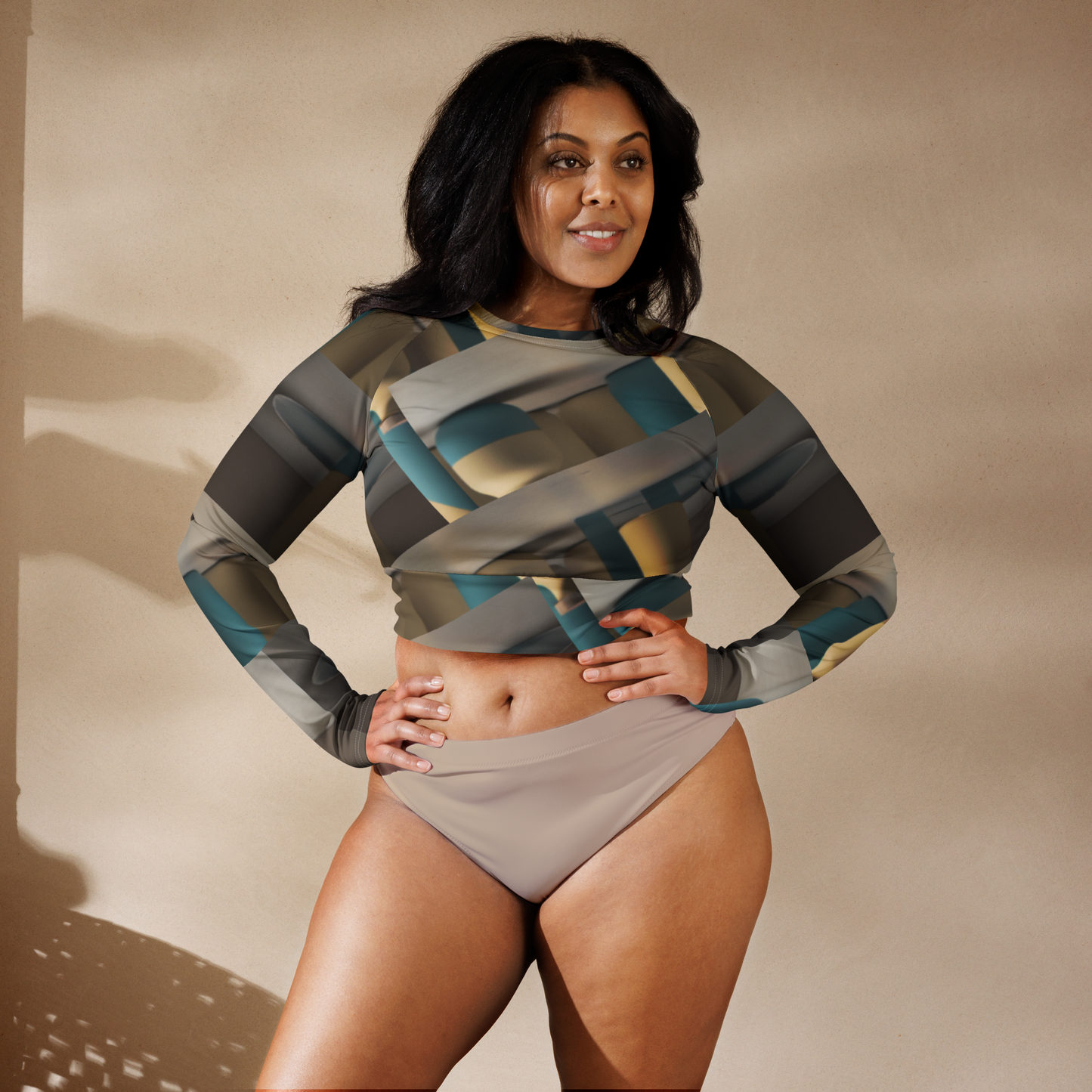 Recycled long-sleeve crop top