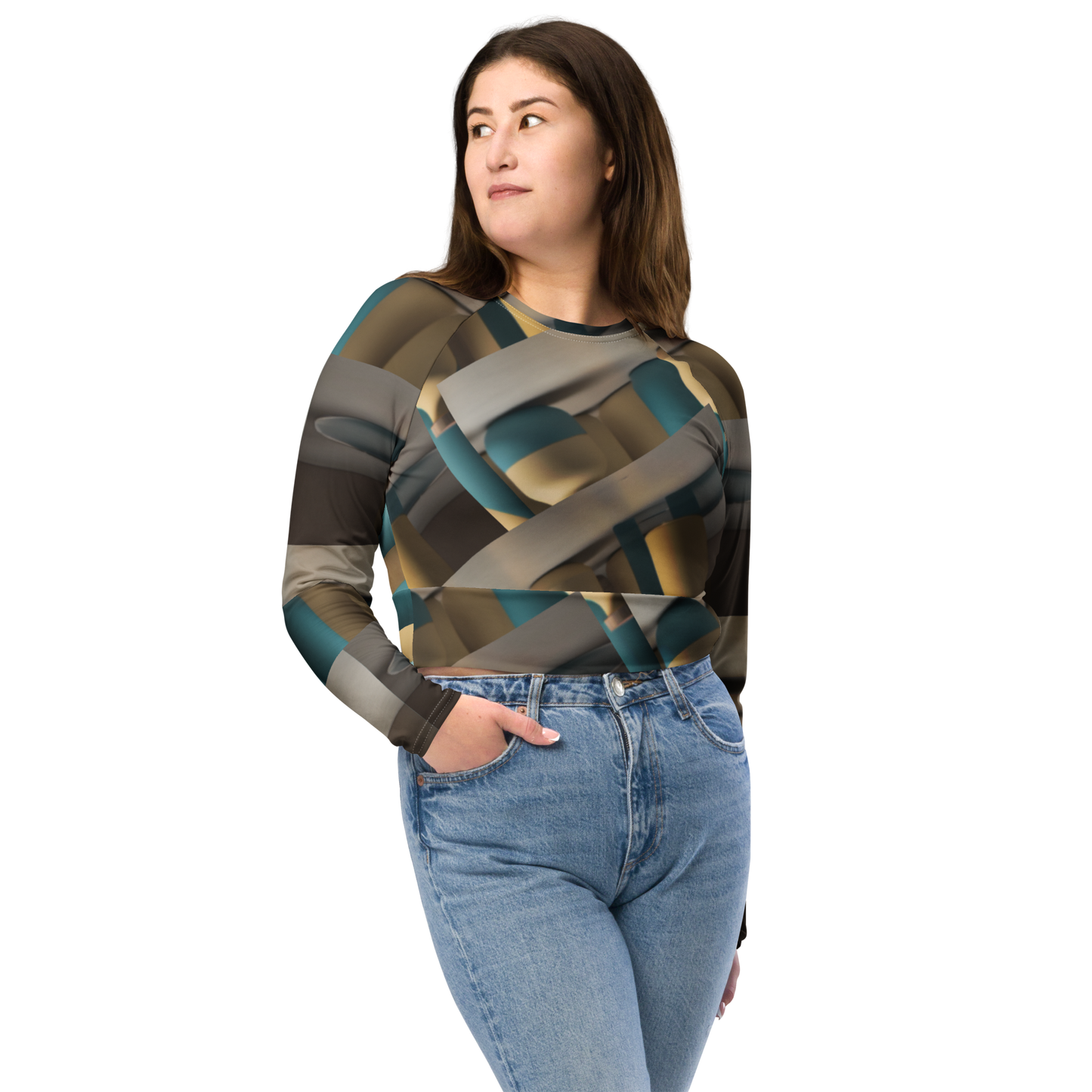Recycled long-sleeve crop top