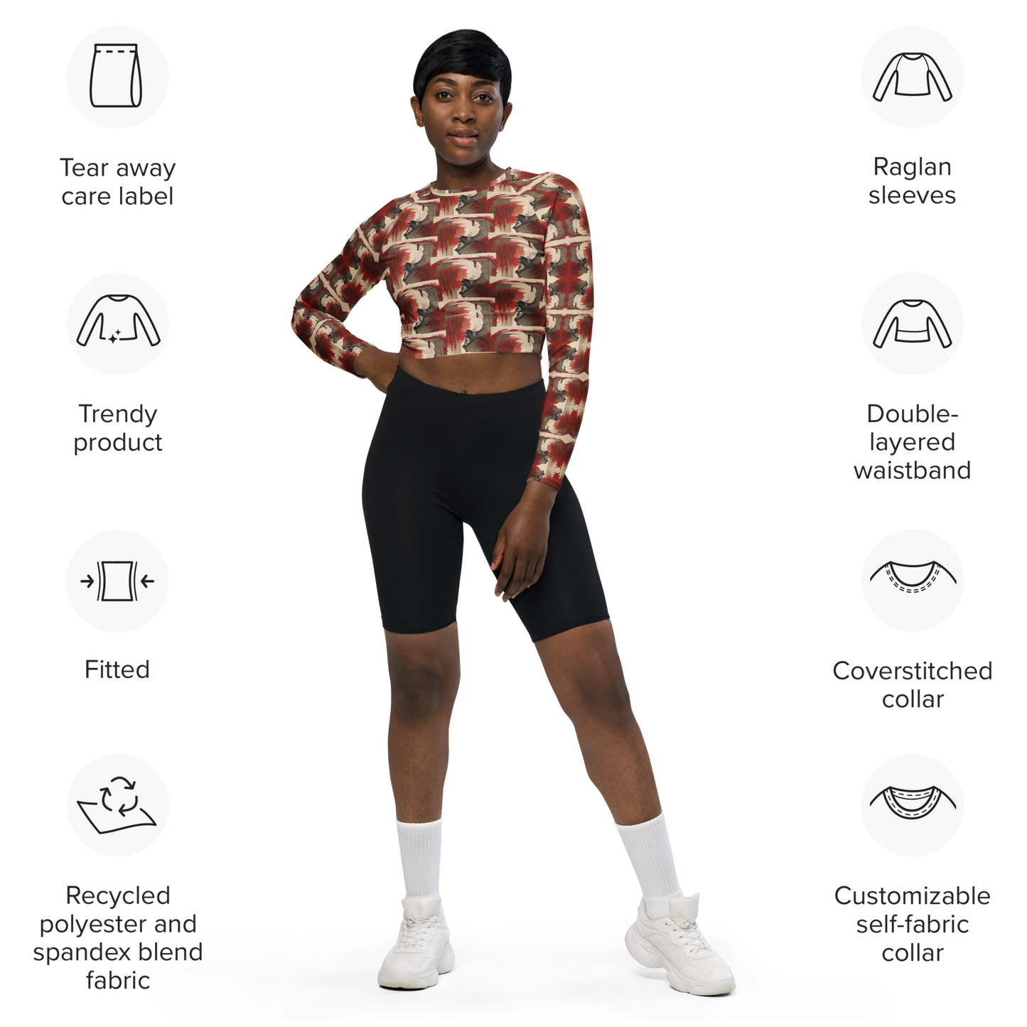 Recycled long-sleeve crop top