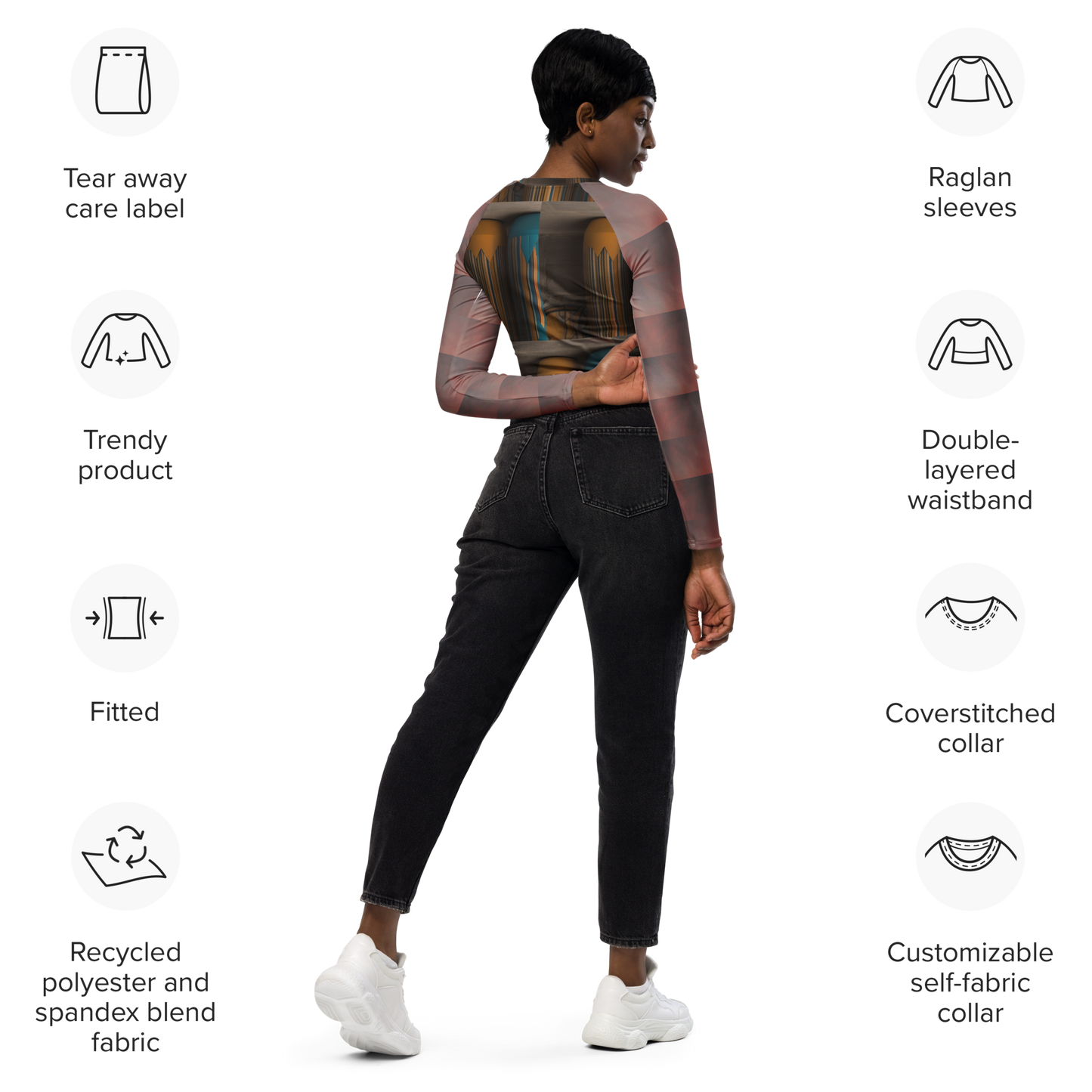 Recycled long-sleeve crop top