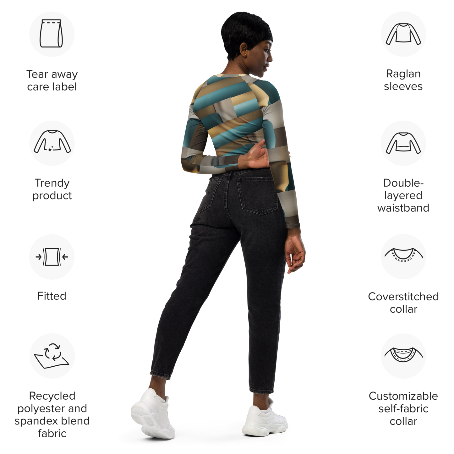 Recycled long-sleeve crop top