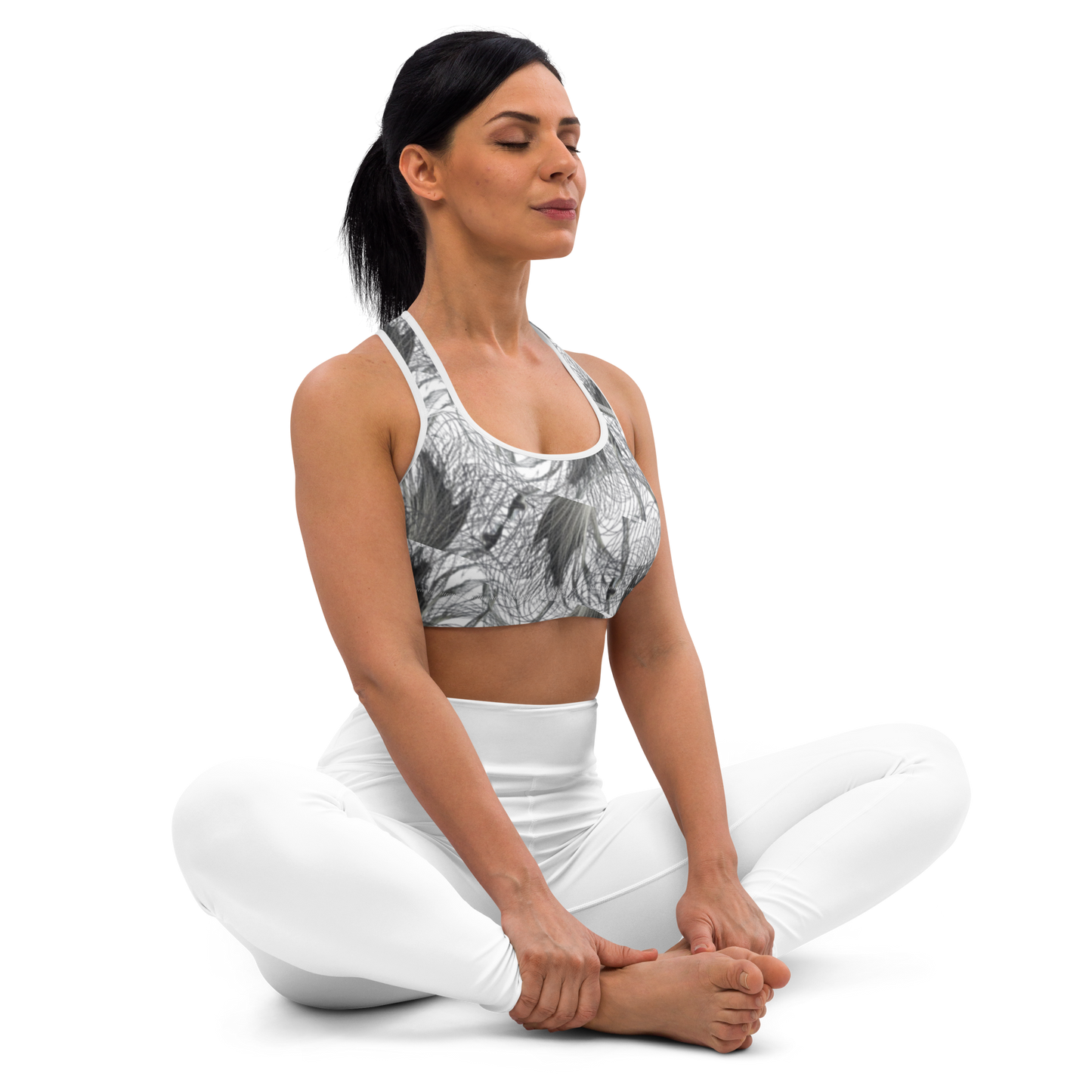 Crafted with precision from compression fabric and sports mesh lining, this sports bra delivers unmatched support for high-impact activities. With its double-layered front and reinforced shoulder straps, it offers stability and comfort, empowering you to tackle any workout challenge with confidence. But what truly sets it apart is beats.cali's distinctive artistic flair, transforming this bra into a fashion statement that transcends the gym.