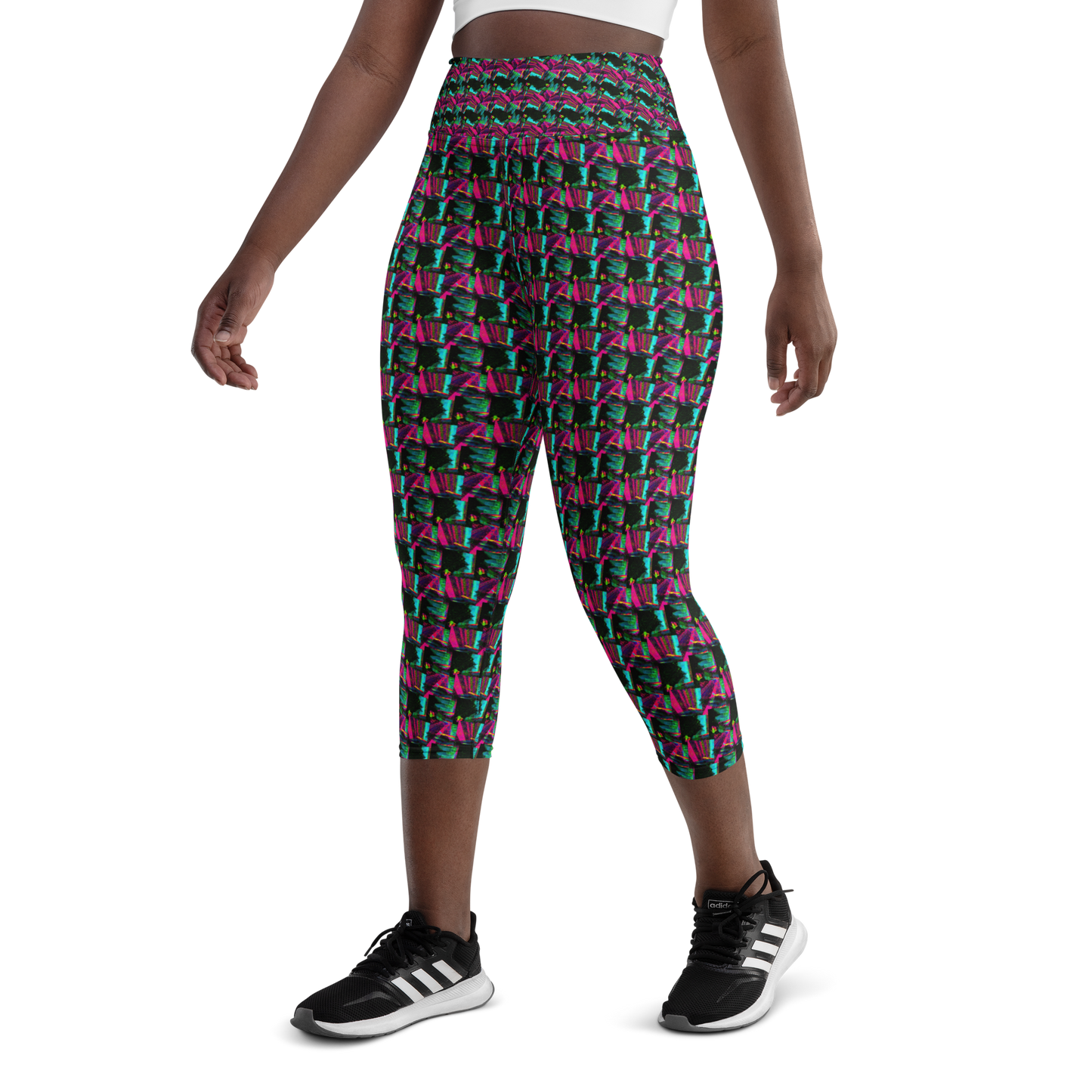 Art meets activewear! These yoga leggings are super soft, stretchy, and ultra-comfortable. Each pair crafted for both yoga sessions and everyday style, is precision-cut and hand-sewn after printing, offering a four-way stretch for optimal flexibility whilst the raised waistband ensures a secure fit and the smooth microfiber yarn of the blend of premium polyester and spandex adds to its comfort. All in all; just quality craftsmanship!