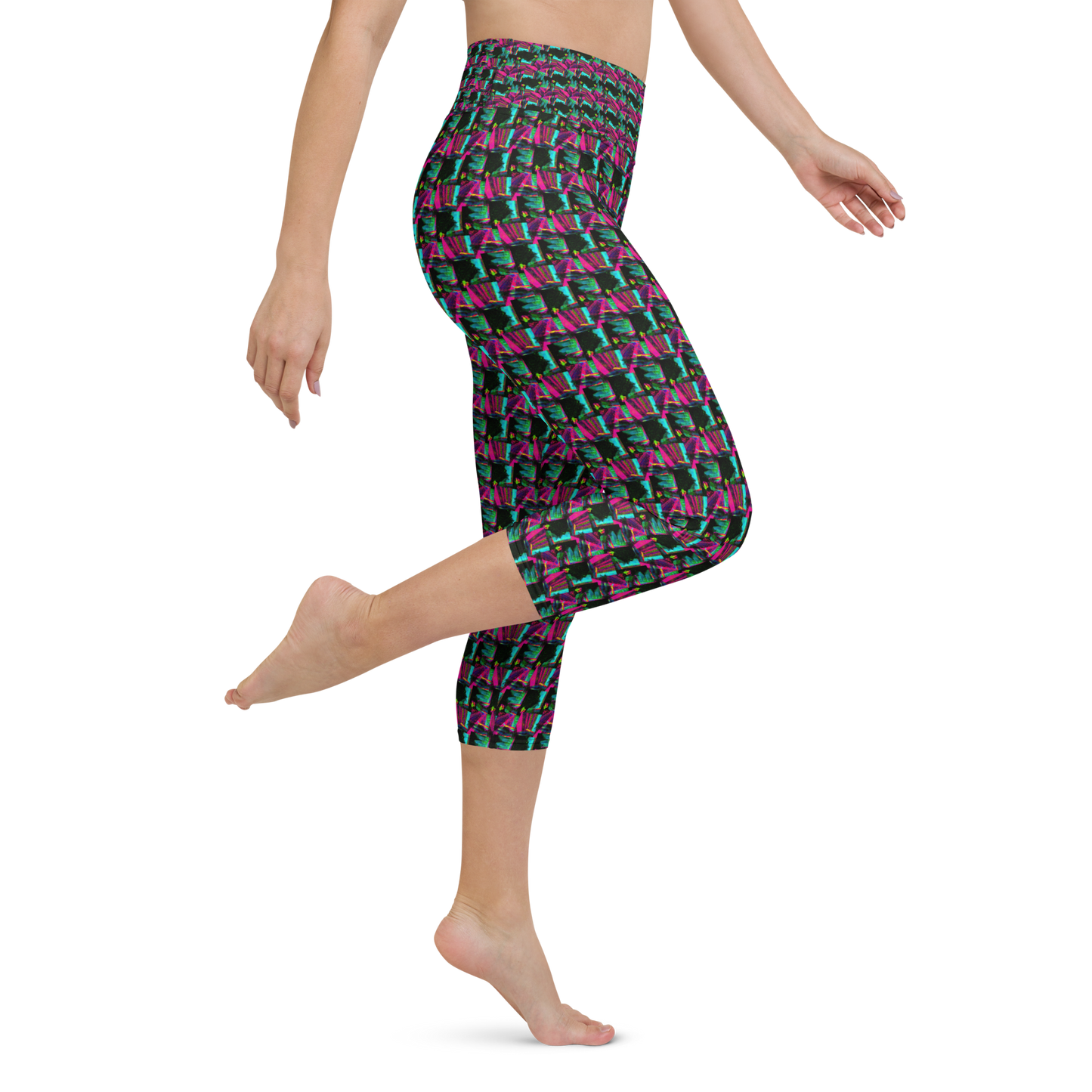 Art meets activewear! These yoga leggings are super soft, stretchy, and ultra-comfortable. Each pair crafted for both yoga sessions and everyday style, is precision-cut and hand-sewn after printing, offering a four-way stretch for optimal flexibility whilst the raised waistband ensures a secure fit and the smooth microfiber yarn of the blend of premium polyester and spandex adds to its comfort. All in all; just quality craftsmanship!