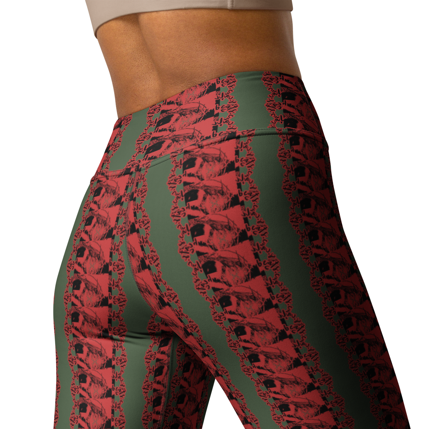 Art meets activewear! These yoga leggings are super soft, stretchy, and ultra-comfortable. Each pair crafted for both yoga sessions and everyday style, is precision-cut and hand-sewn after printing, offering a four-way stretch for optimal flexibility whilst the raised waistband ensures a secure fit and the smooth microfiber yarn of the blend of premium polyester and spandex adds to the comfort.