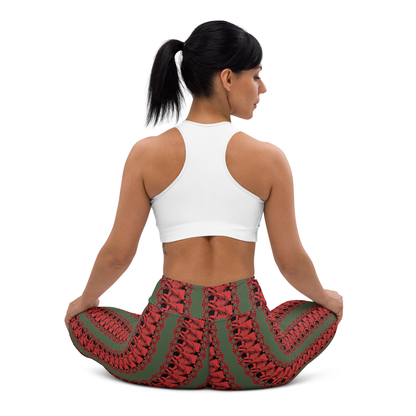 Art meets activewear! These yoga leggings are super soft, stretchy, and ultra-comfortable. Each pair crafted for both yoga sessions and everyday style, is precision-cut and hand-sewn after printing, offering a four-way stretch for optimal flexibility whilst the raised waistband ensures a secure fit and the smooth microfiber yarn of the blend of premium polyester and spandex adds to the comfort.