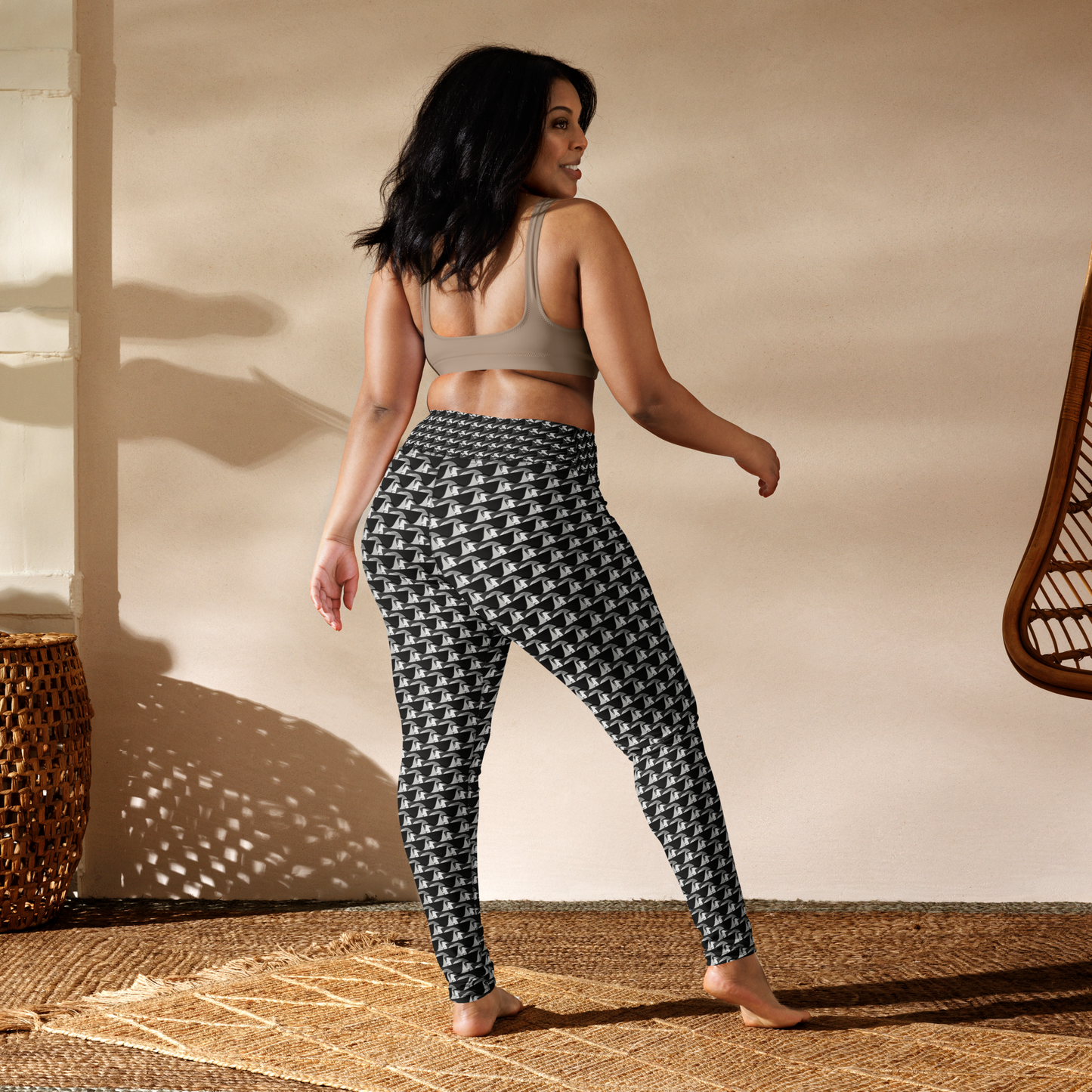 Art meets activewear! These yoga leggings are super soft, stretchy, and ultra-comfortable. Each pair crafted for both yoga sessions and everyday style, is precision-cut and hand-sewn after printing, offering a four-way stretch for optimal flexibility whilst the raised waistband ensures a secure fit and the smooth microfiber yarn of the blend of premium polyester and spandex adds to its comfort. All in all; just quality craftsmanship!