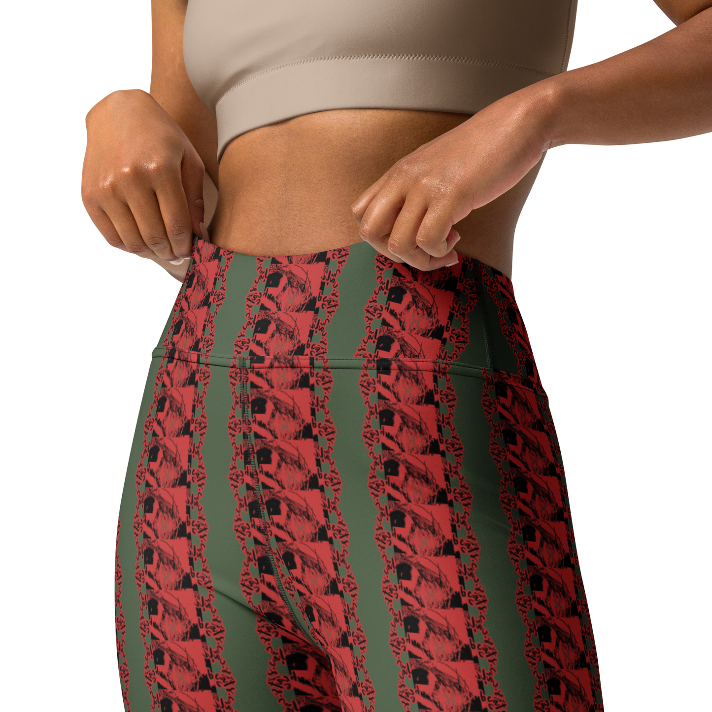 Art meets activewear! These yoga leggings are super soft, stretchy, and ultra-comfortable. Each pair crafted for both yoga sessions and everyday style, is precision-cut and hand-sewn after printing, offering a four-way stretch for optimal flexibility whilst the raised waistband ensures a secure fit and the smooth microfiber yarn of the blend of premium polyester and spandex adds to the comfort.