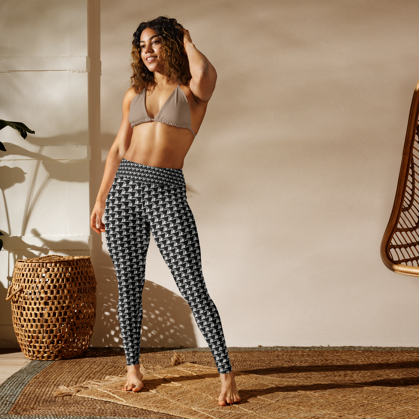 Art meets activewear! These yoga leggings are super soft, stretchy, and ultra-comfortable. Each pair crafted for both yoga sessions and everyday style, is precision-cut and hand-sewn after printing, offering a four-way stretch for optimal flexibility whilst the raised waistband ensures a secure fit and the smooth microfiber yarn of the blend of premium polyester and spandex adds to its comfort. All in all; just quality craftsmanship!
