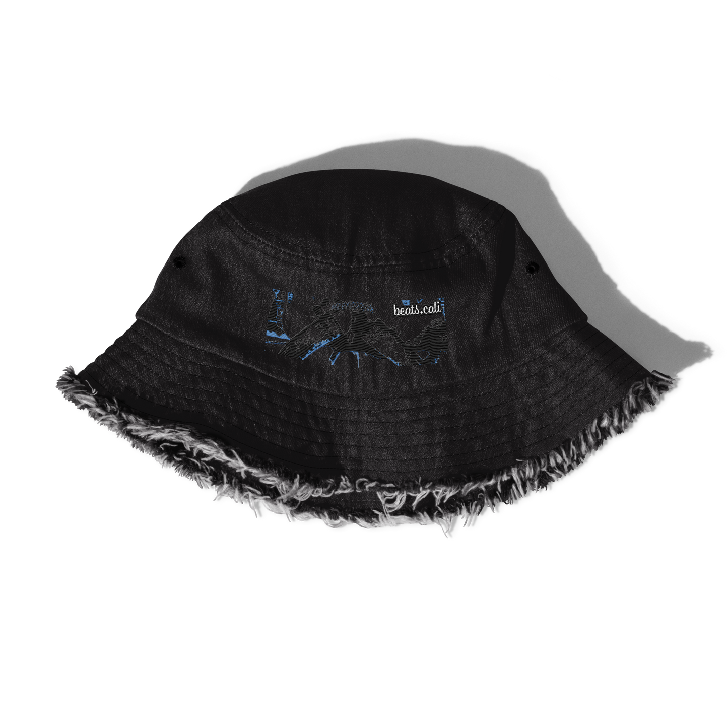 Distressed denim bucket hat