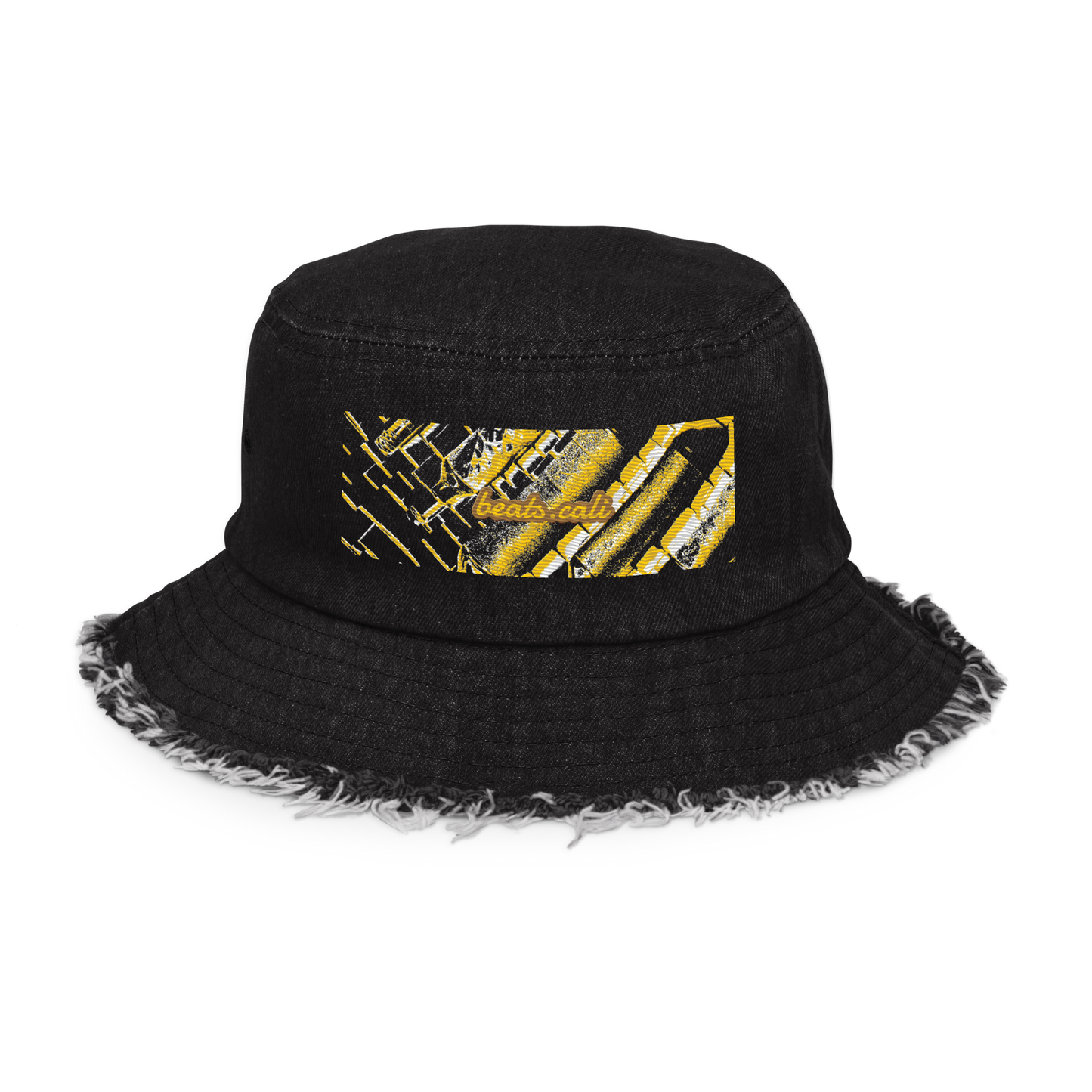 Distressed denim bucket hat