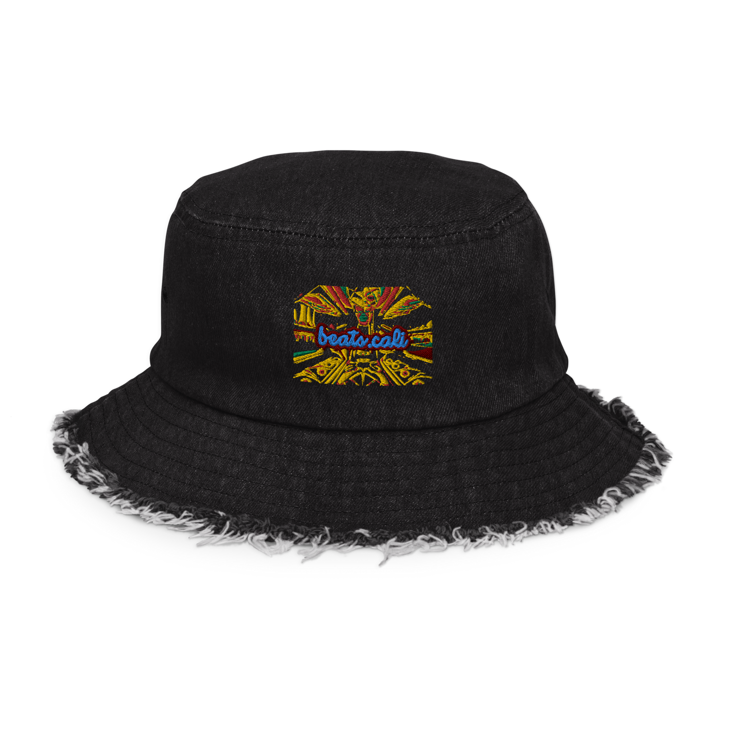 Distressed denim bucket hat