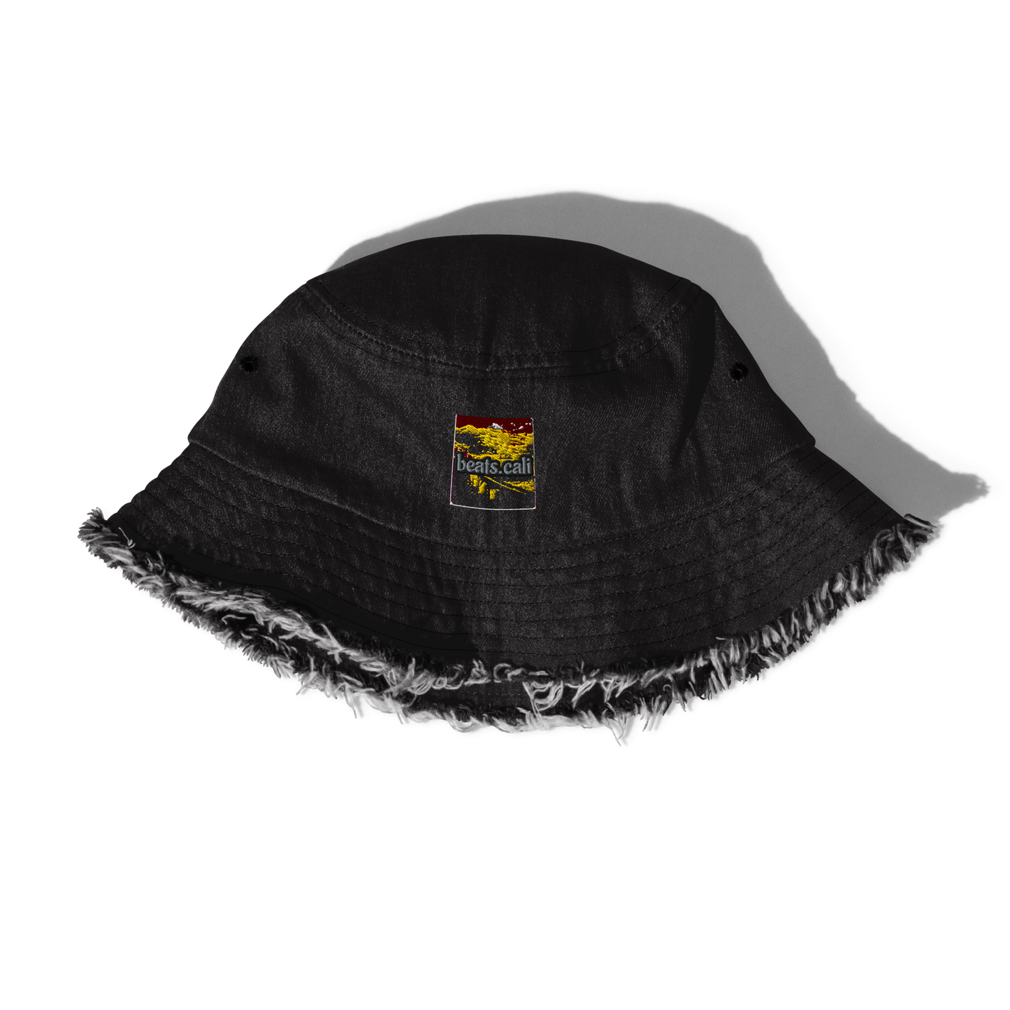 Distressed denim bucket hat