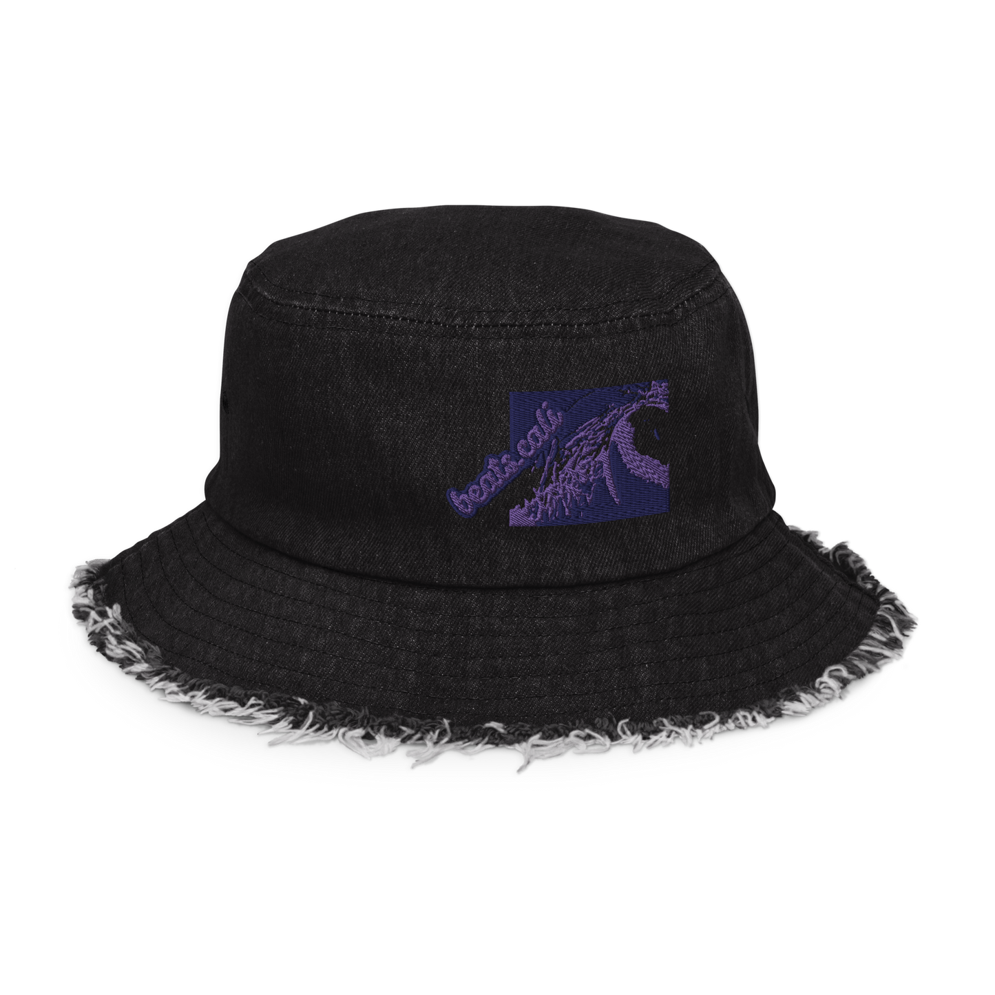 Distressed denim bucket hat