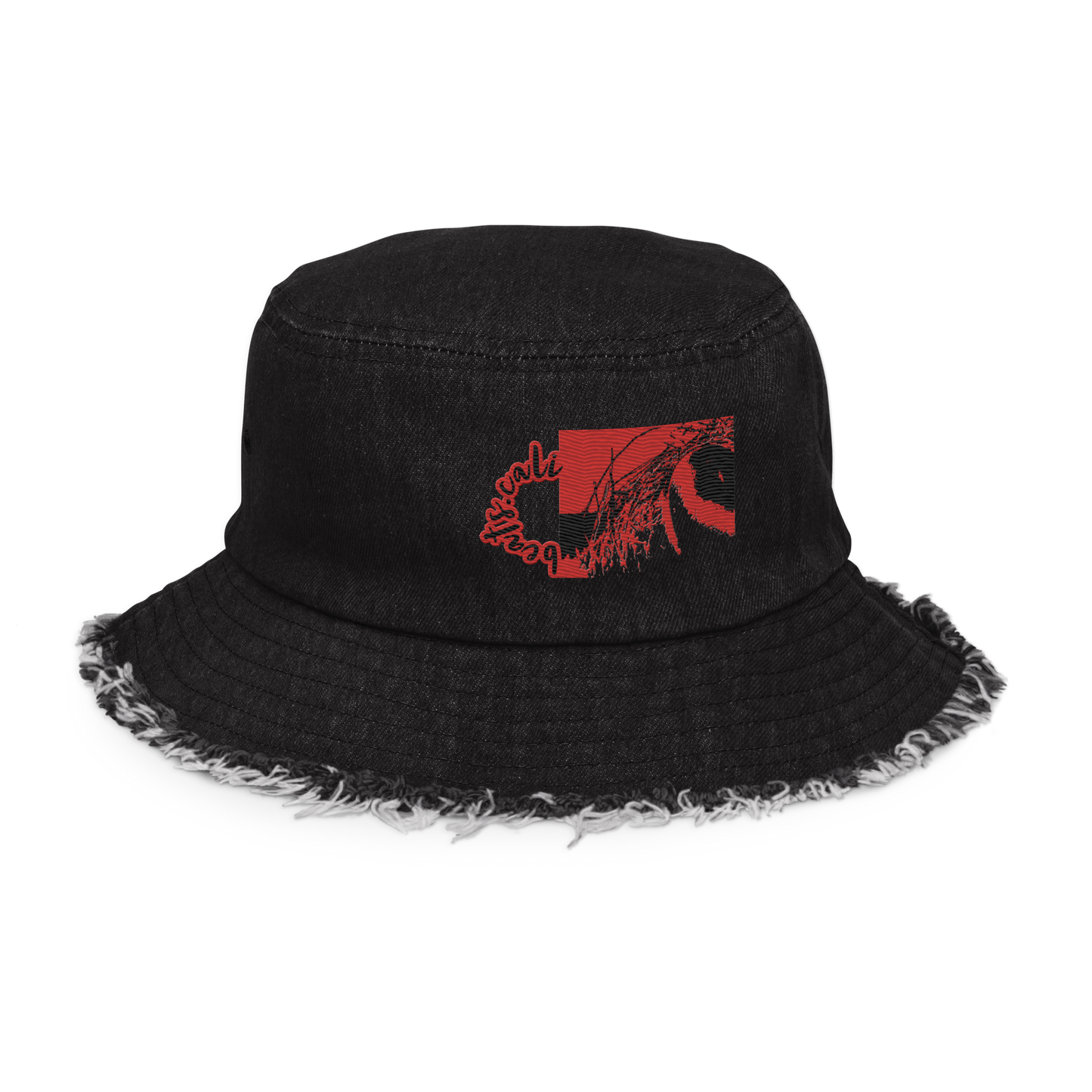 Distressed denim bucket hat