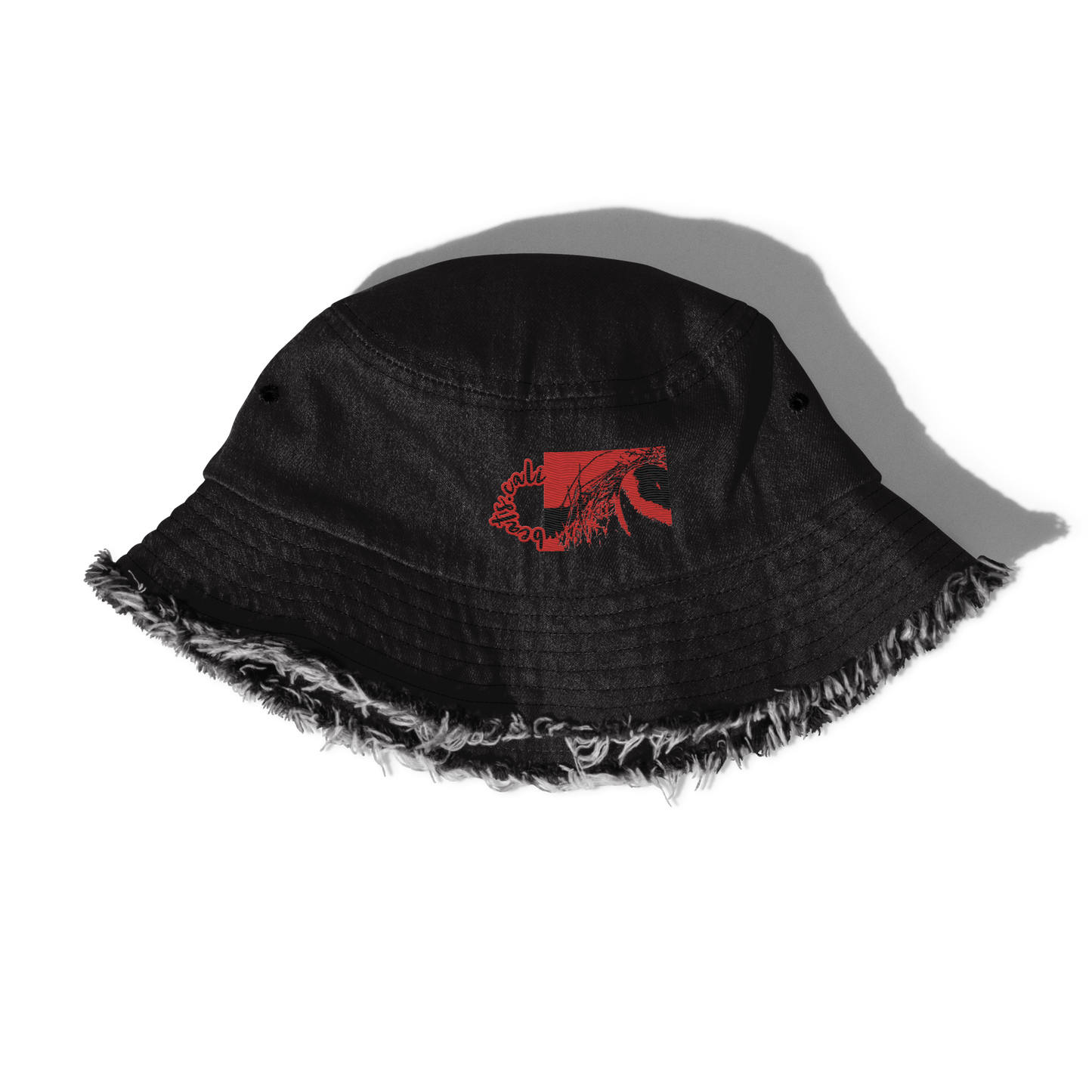 Distressed denim bucket hat
