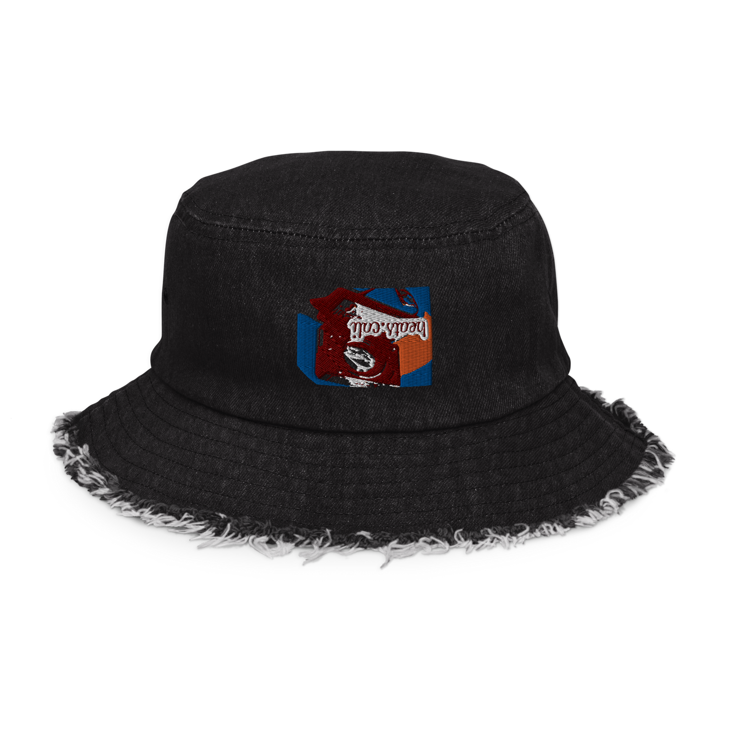 Distressed denim bucket hat