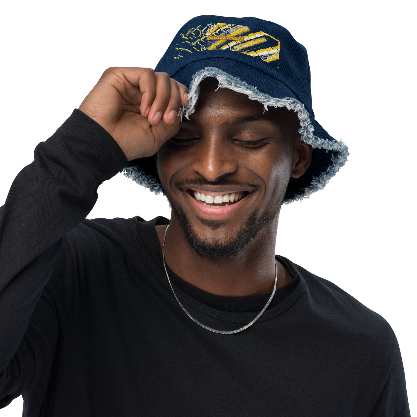 Distressed denim bucket hat