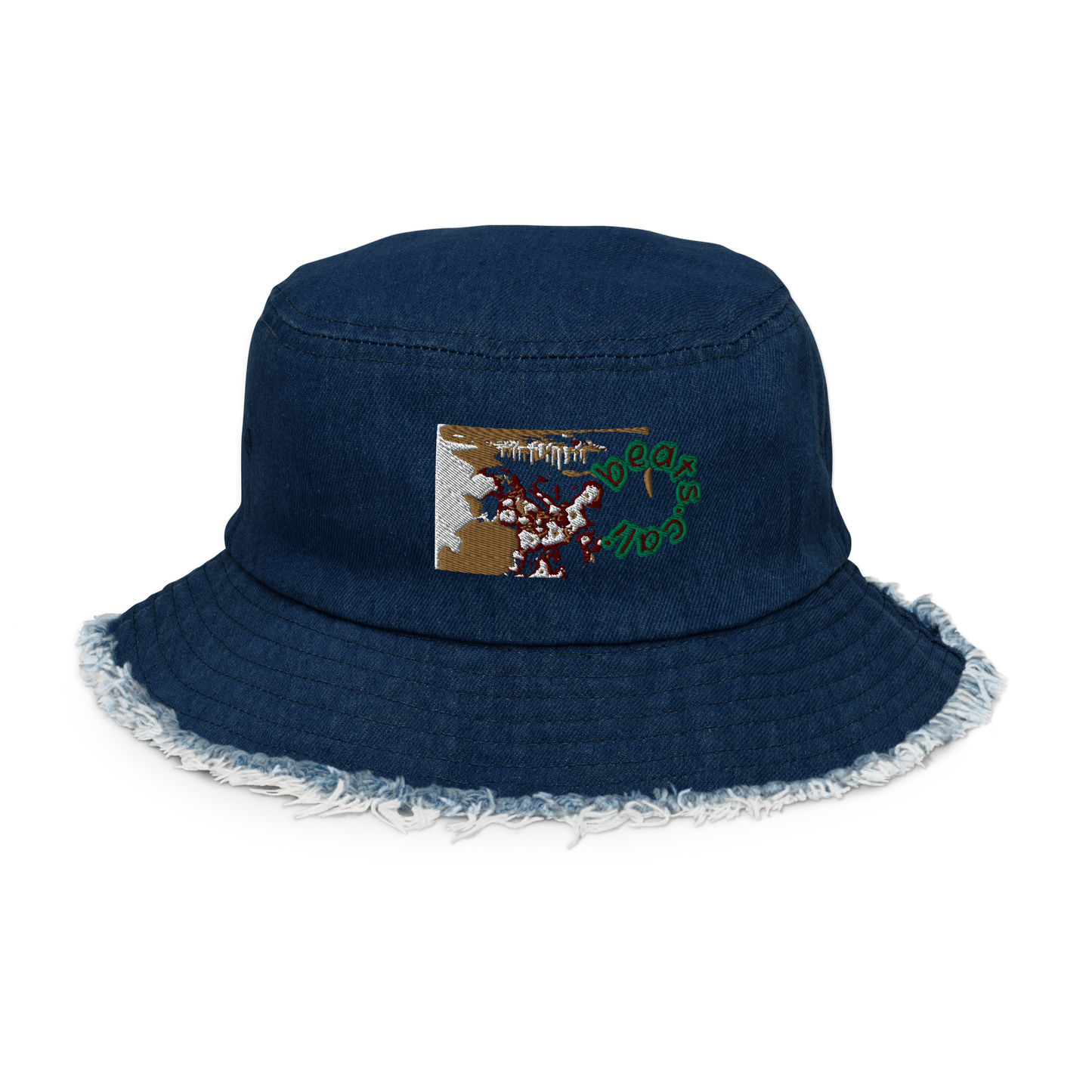 Distressed denim bucket hat