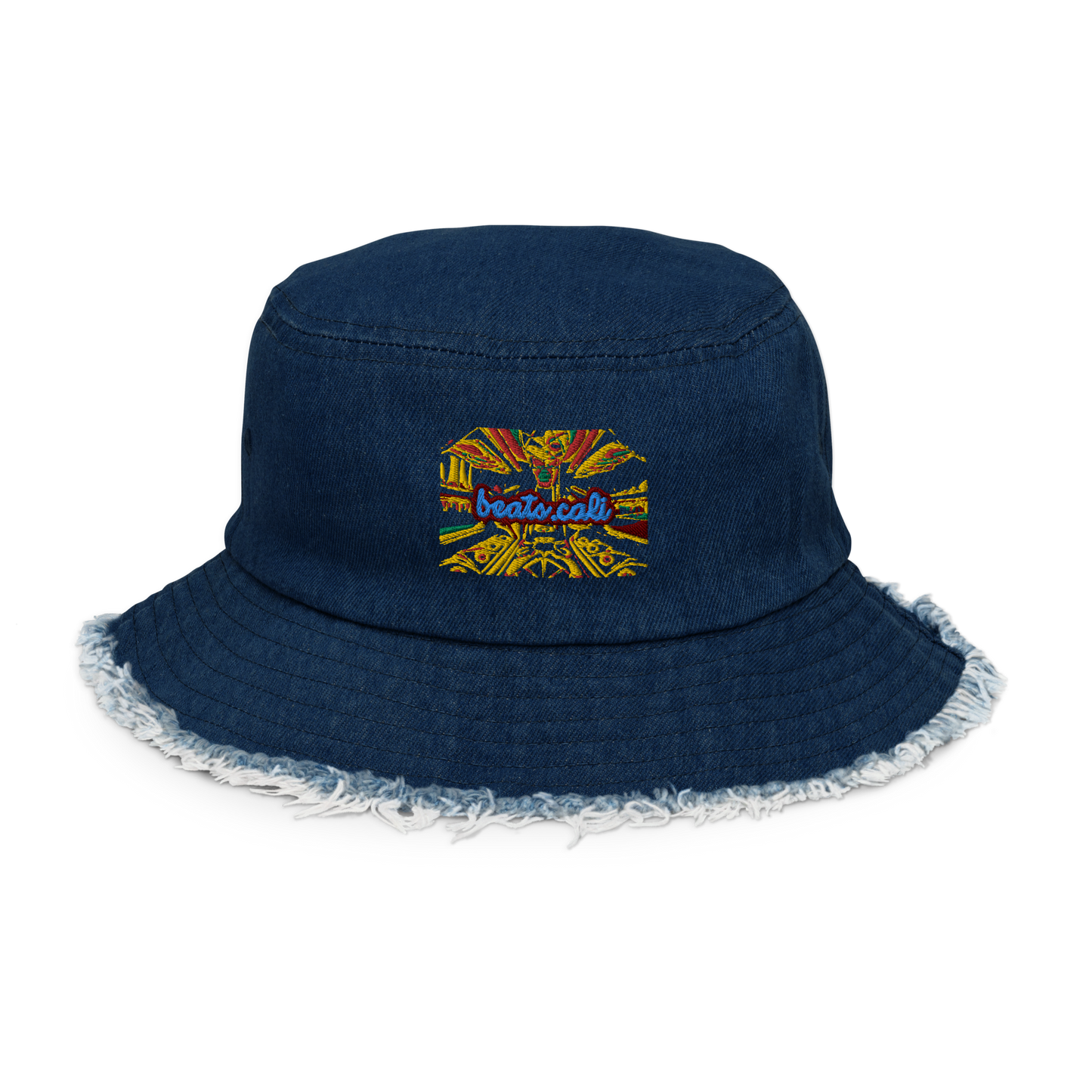 Distressed denim bucket hat