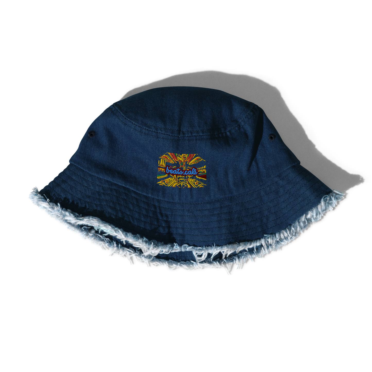 Distressed denim bucket hat