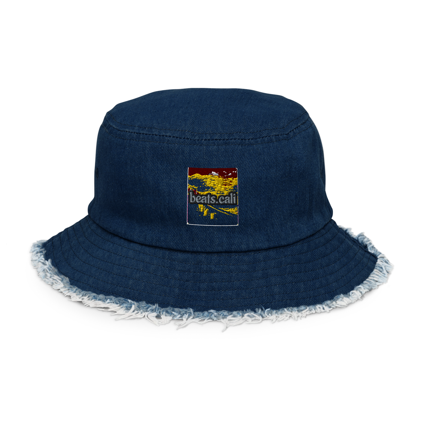 Distressed denim bucket hat