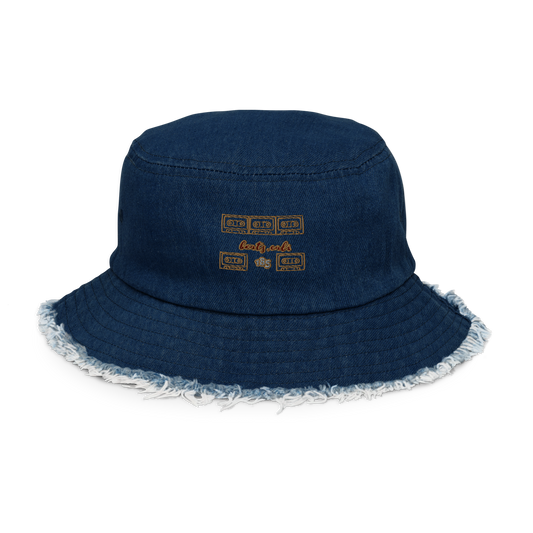 Distressed denim bucket hat