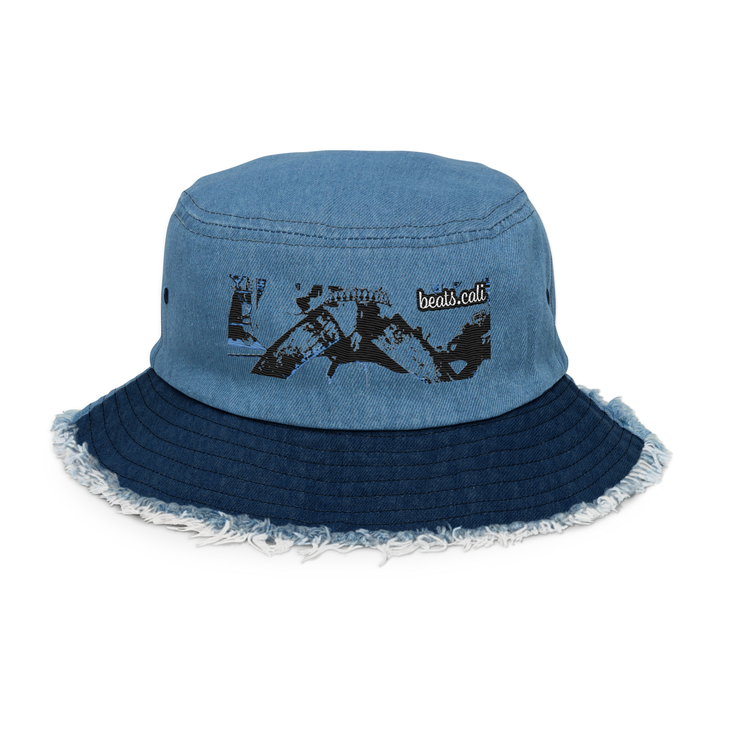 Distressed denim bucket hat