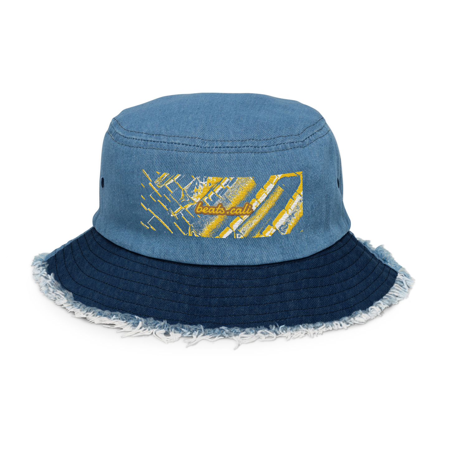 Distressed denim bucket hat