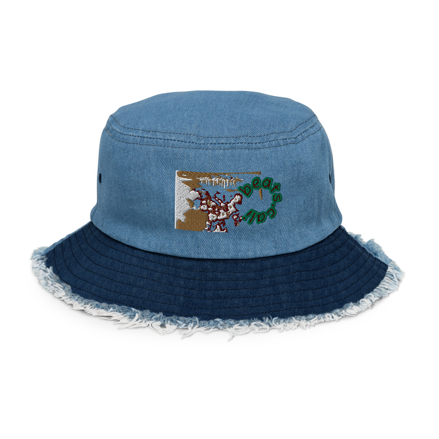 Distressed denim bucket hat
