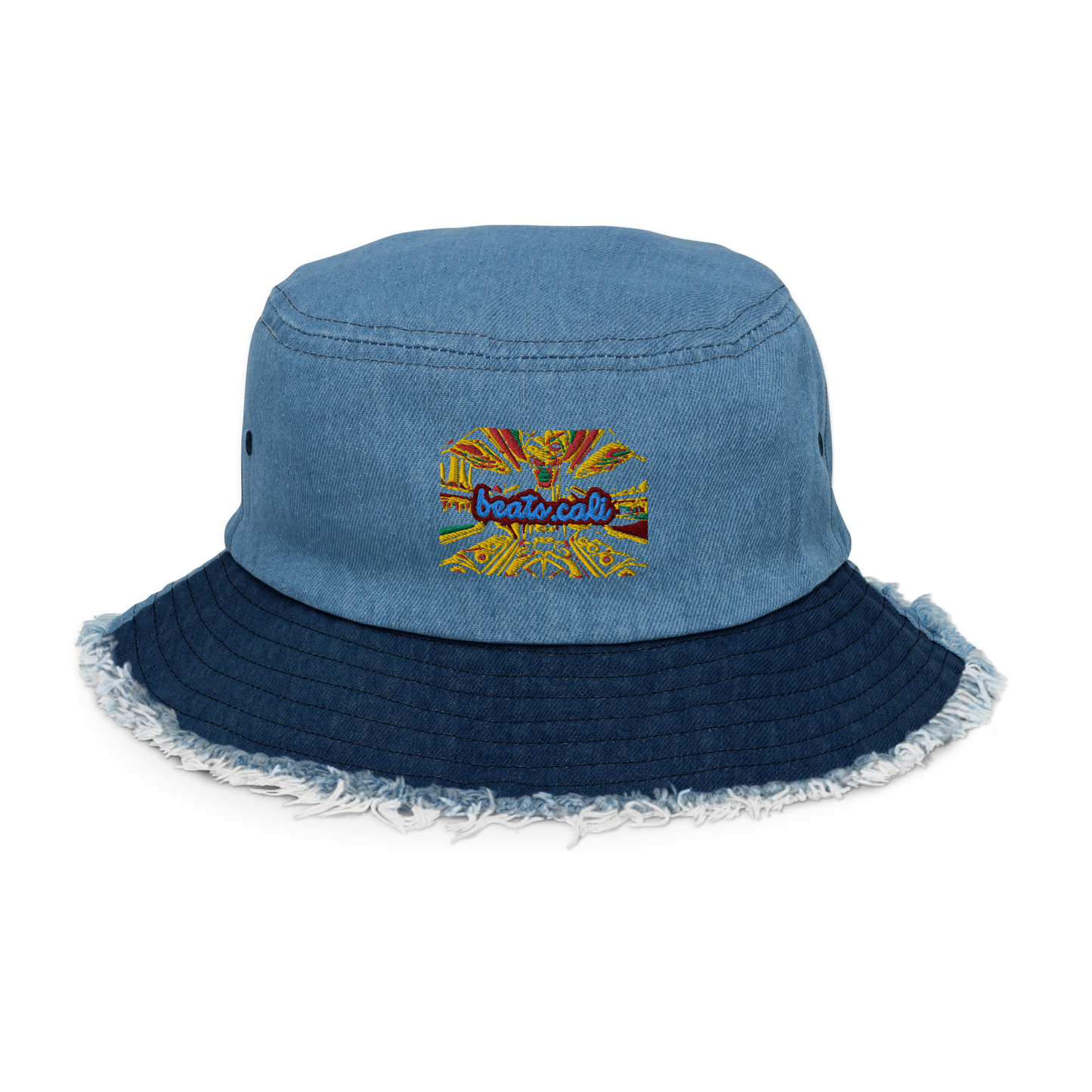 Distressed denim bucket hat