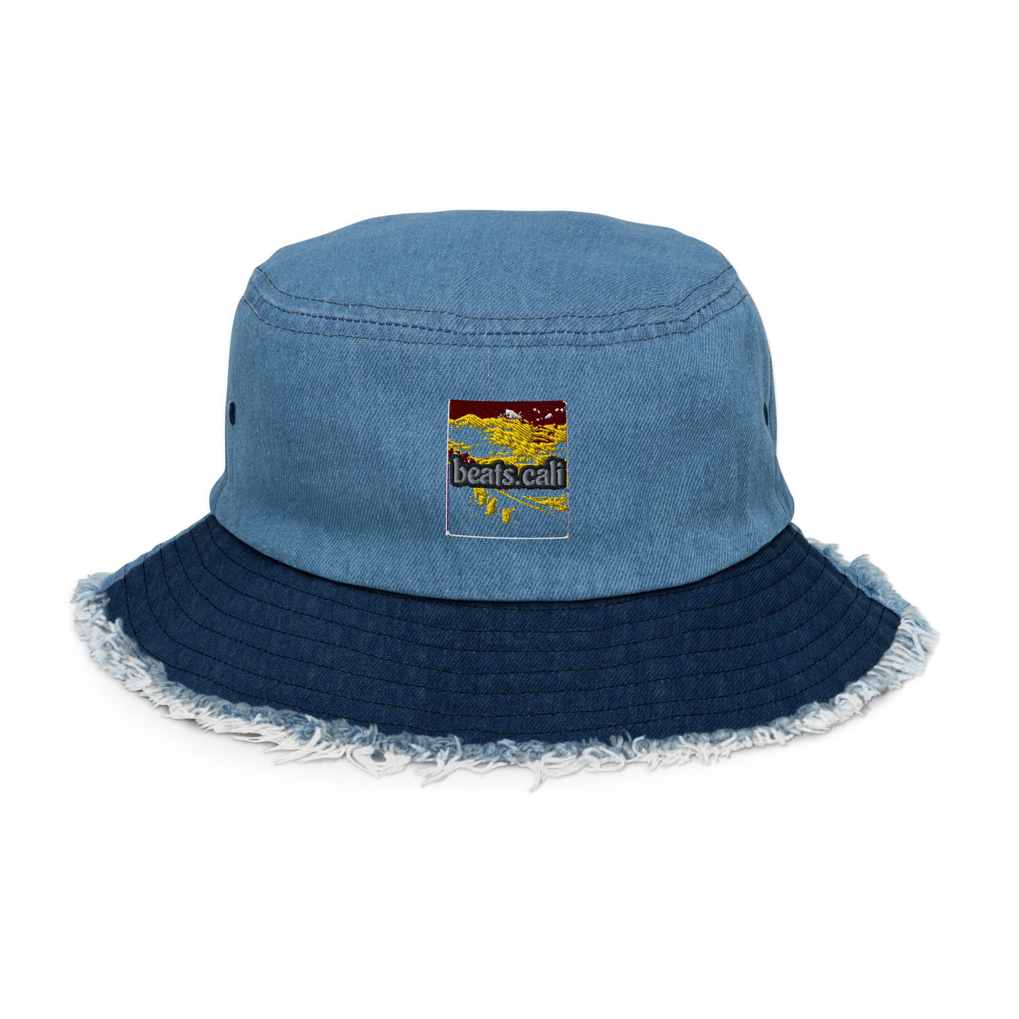 Distressed denim bucket hat