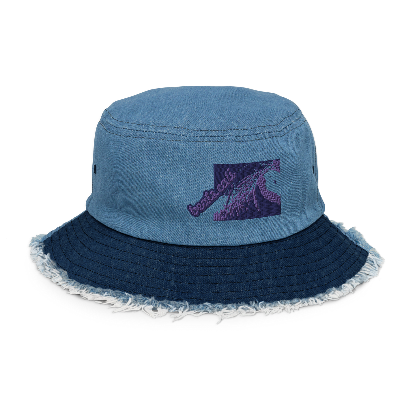 Distressed denim bucket hat