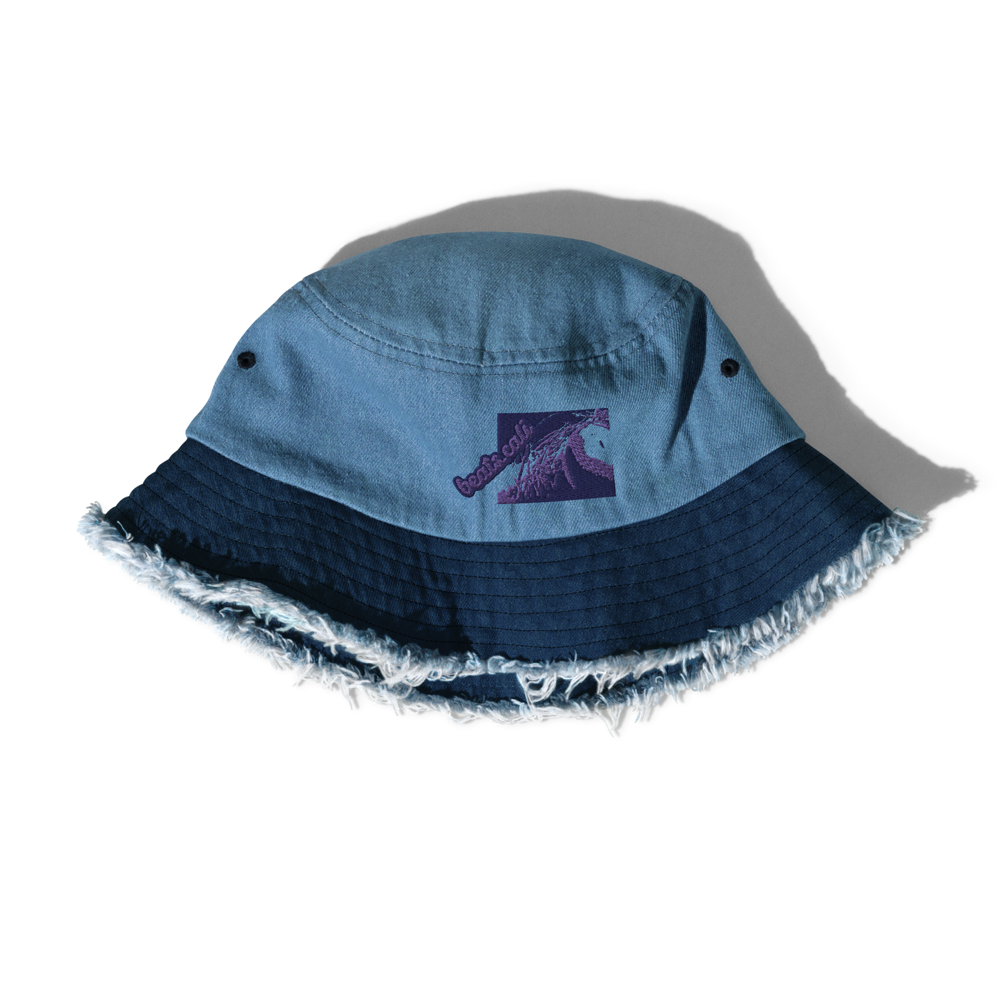 Distressed denim bucket hat
