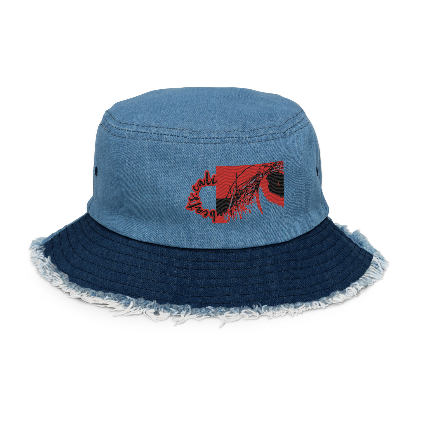 Distressed denim bucket hat